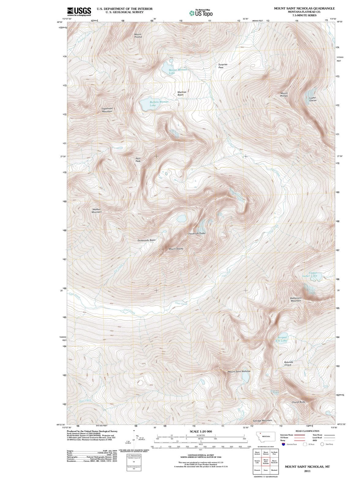 2011 Mount Saint Nicholas, MT - Montana - USGS Topographic Map