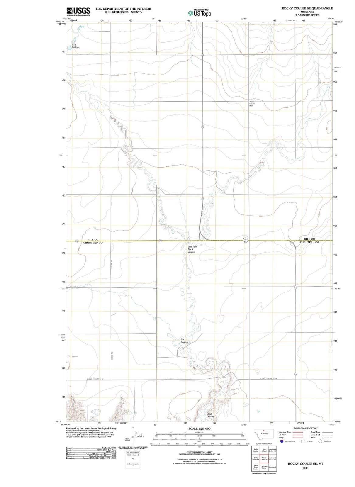 2011 Rocky Coulee, MT - Montana - USGS Topographic Map