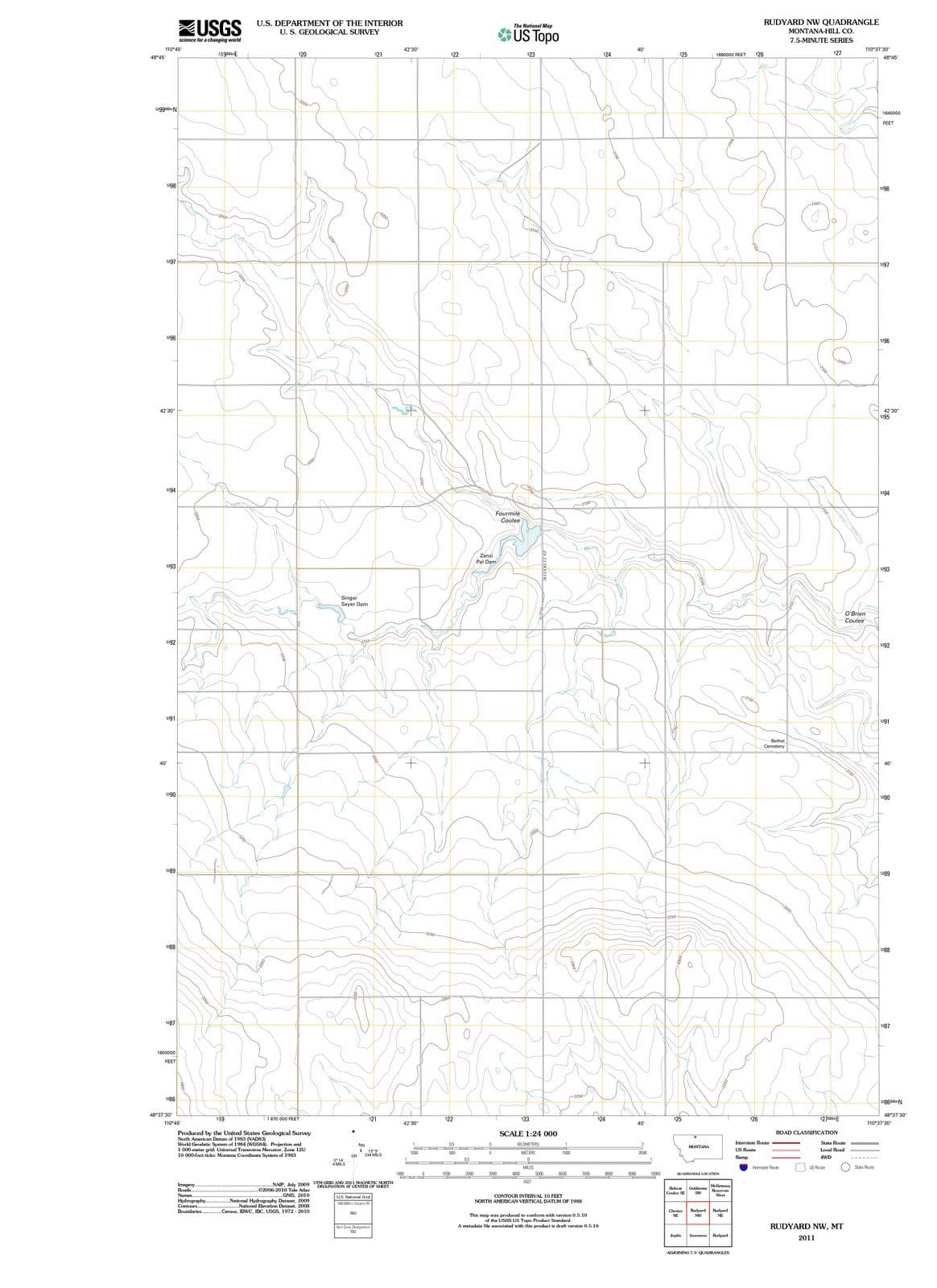 2011 Rudyard, MT - Montana - USGS Topographic Map