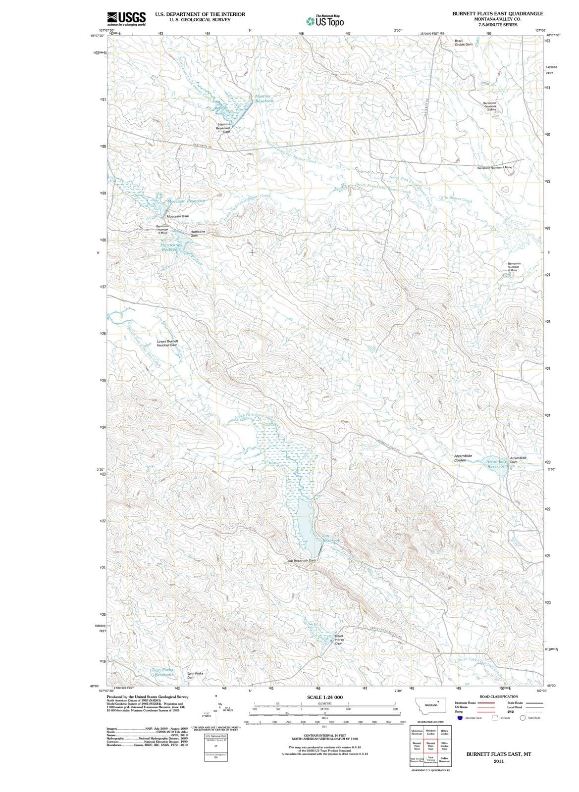 2011 Burnett Flats East, MT - Montana - USGS Topographic Map