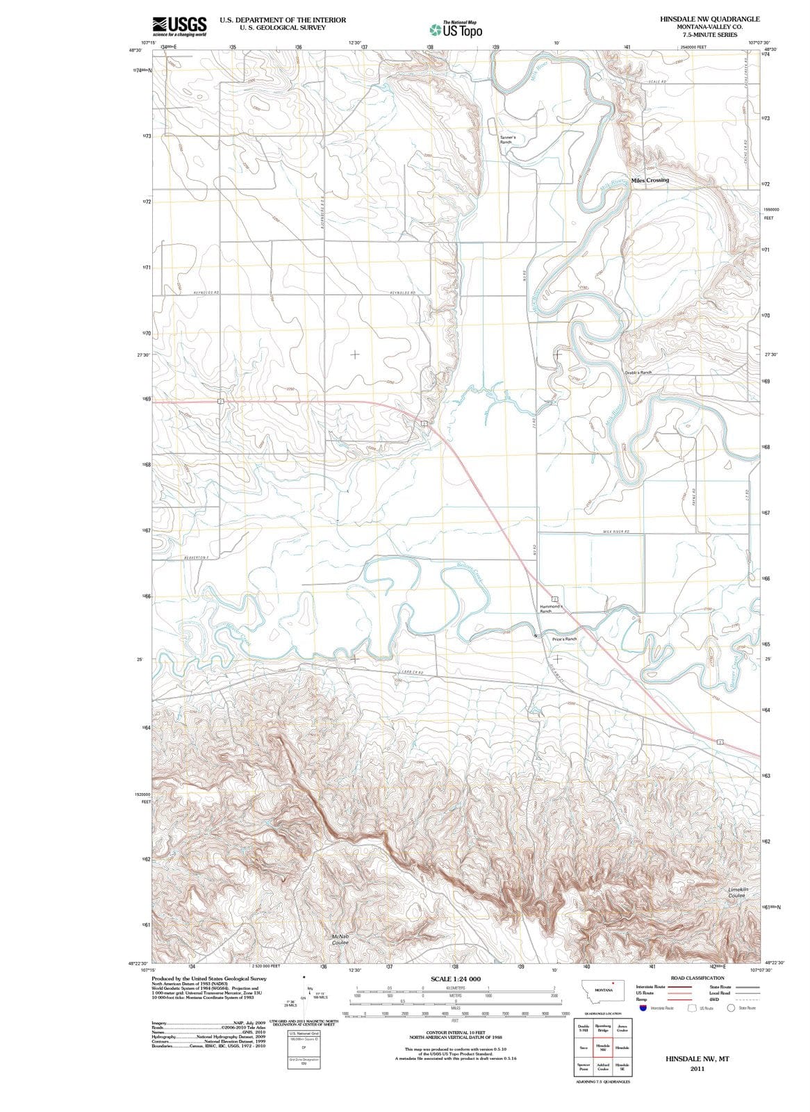 2011 Hinsdale, MT - Montana - USGS Topographic Map
