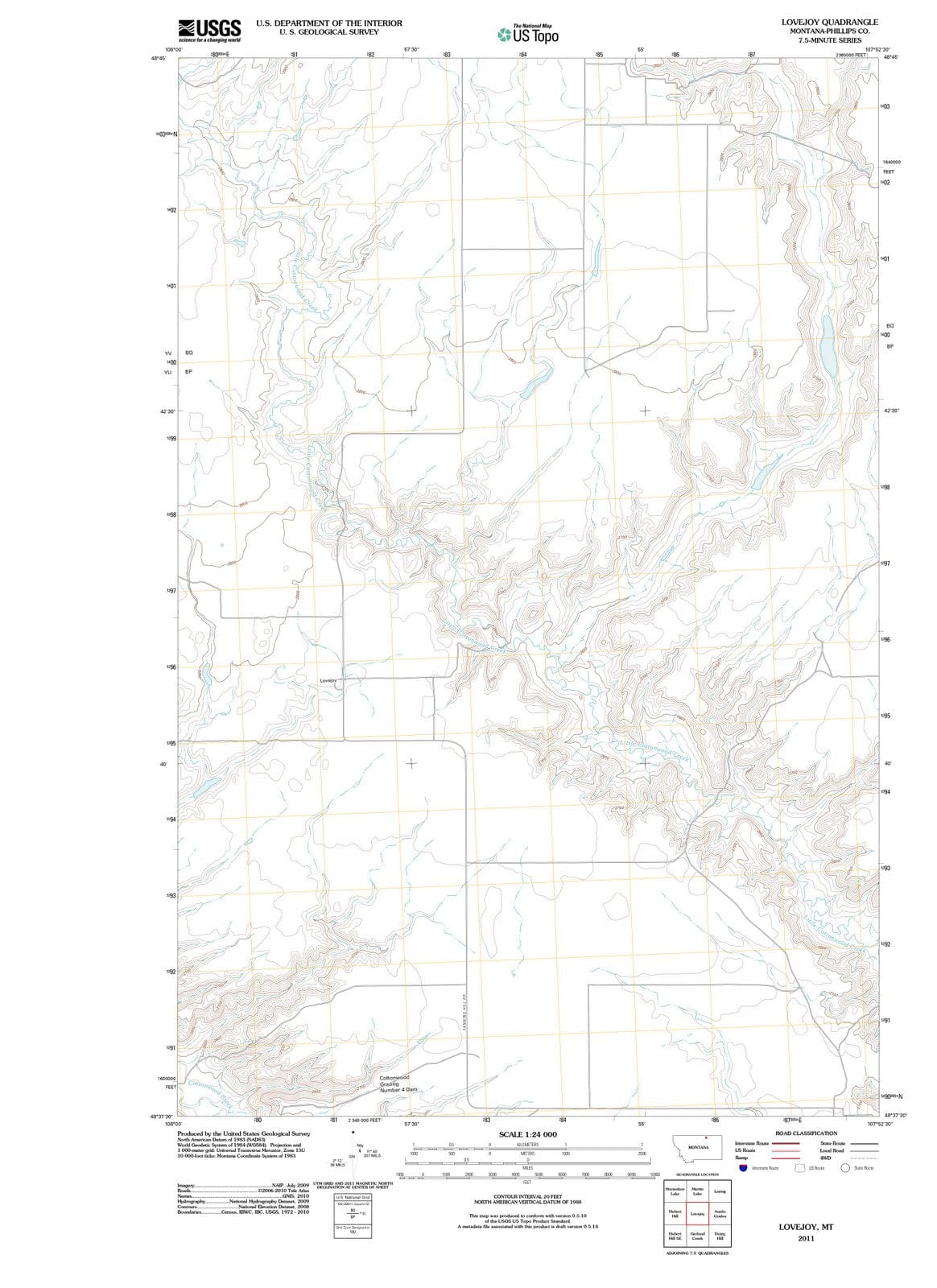 2011 Lovejoy, MT - Montana - USGS Topographic Map