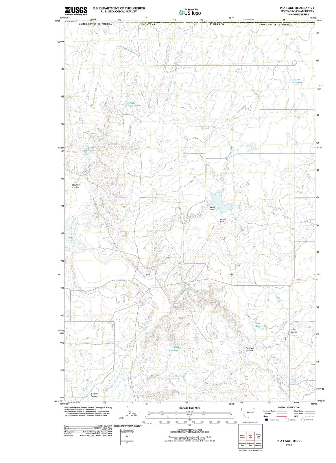 2011 Pea Lake, MT - Montana - USGS Topographic Map