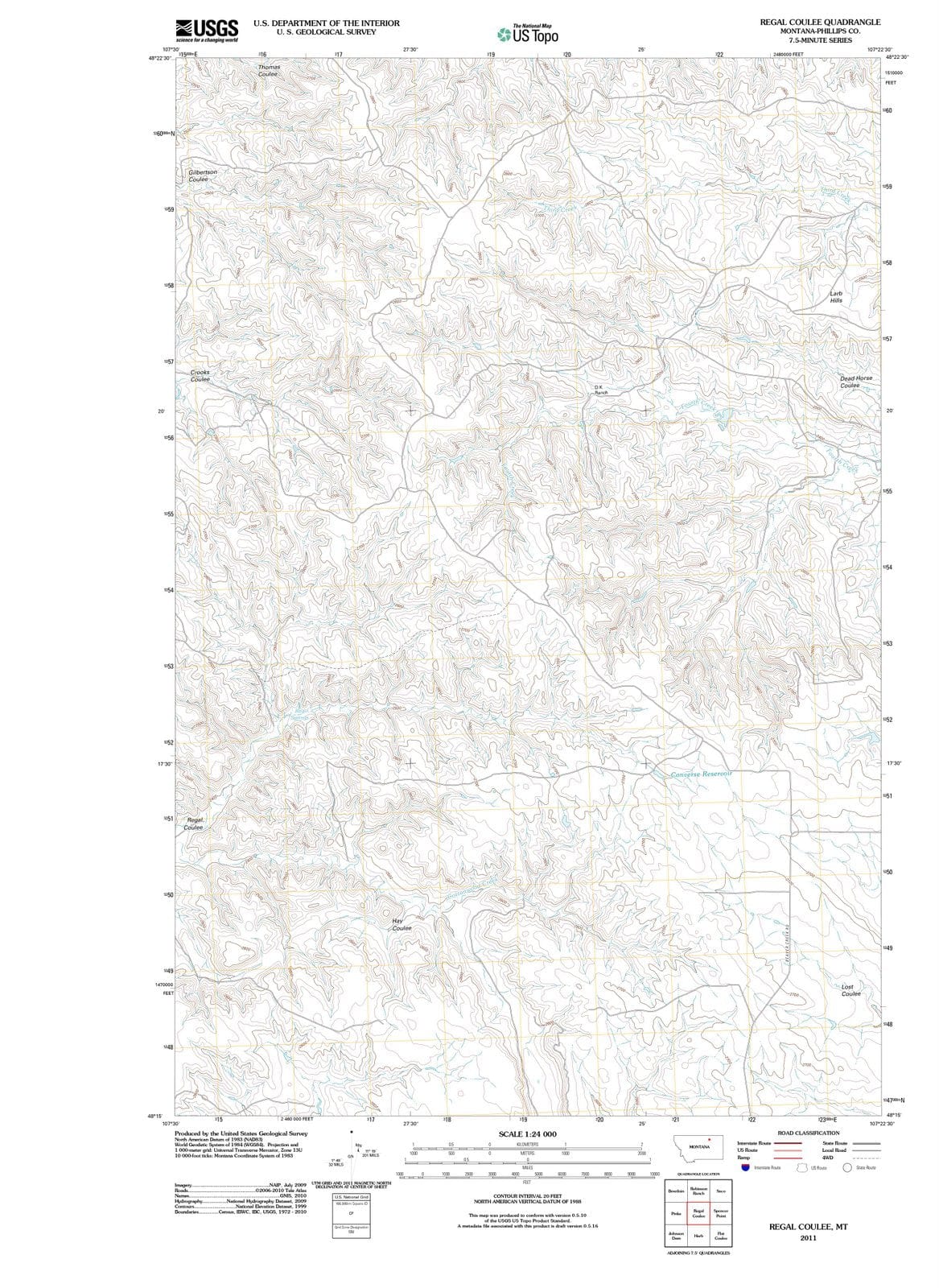 2011 Regal Coulee, MT - Montana - USGS Topographic Map