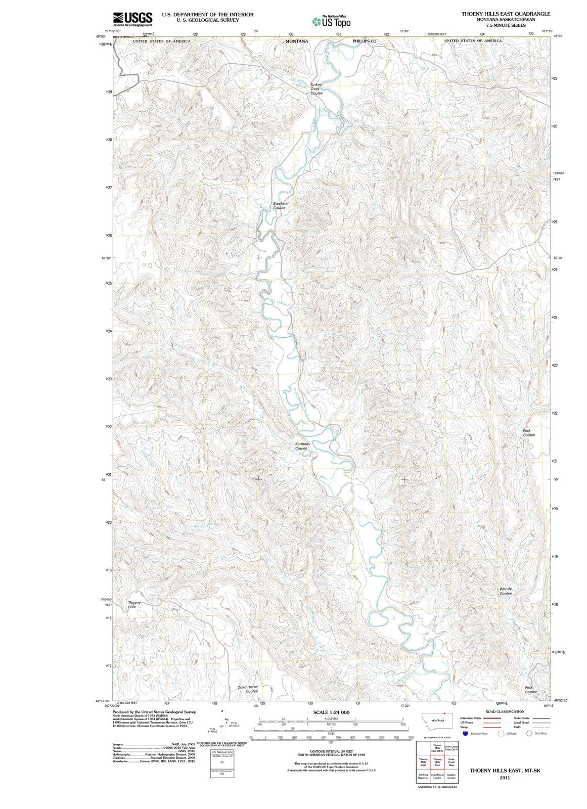 2011 Thoeny Hills East, MT - Montana - USGS Topographic Map