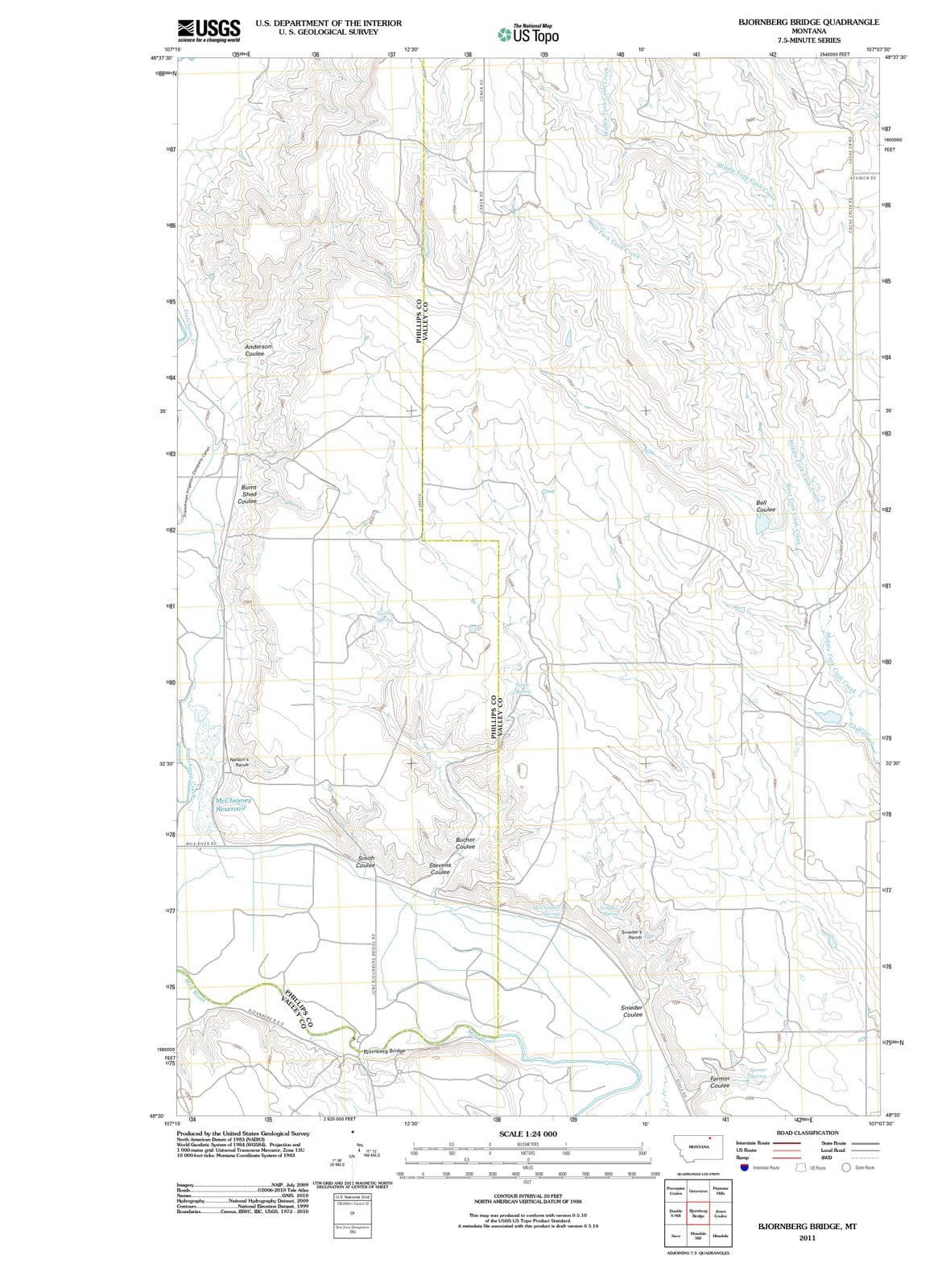 2011 Bjornberg Bridge, MT - Montana - USGS Topographic Map
