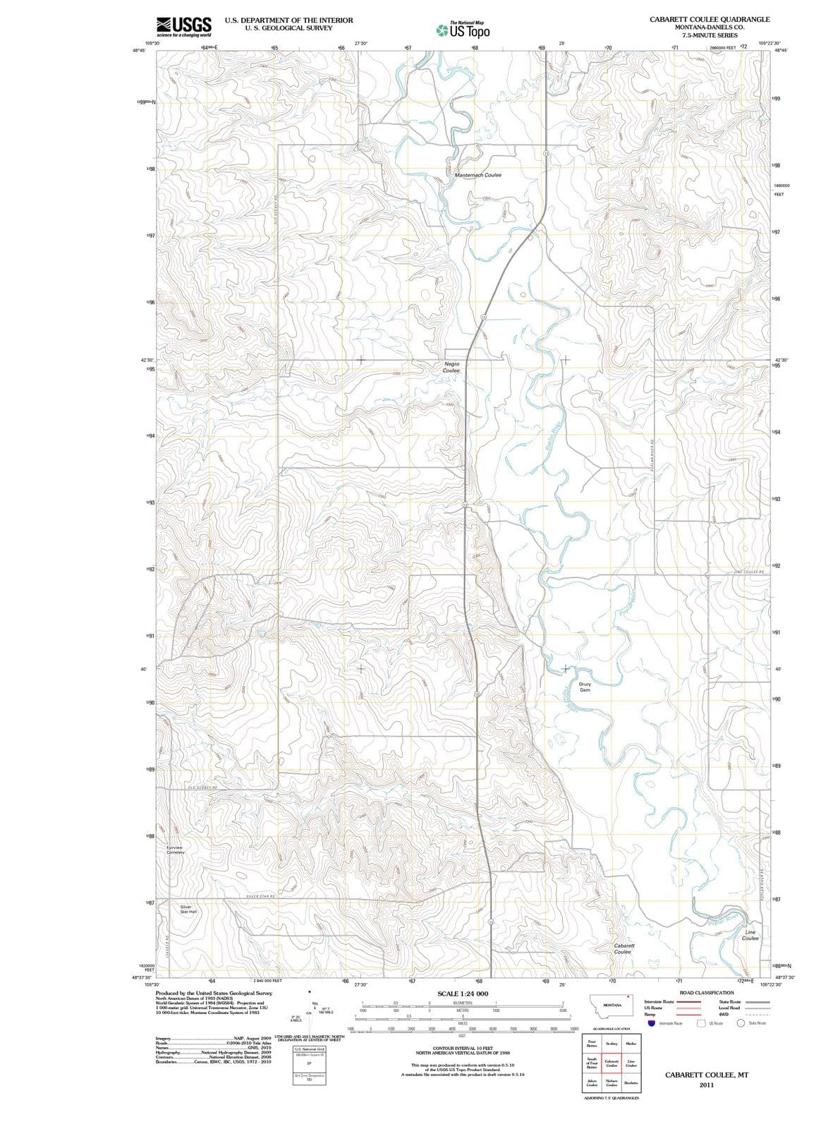2011 Cabarett Coulee, MT - Montana - USGS Topographic Map