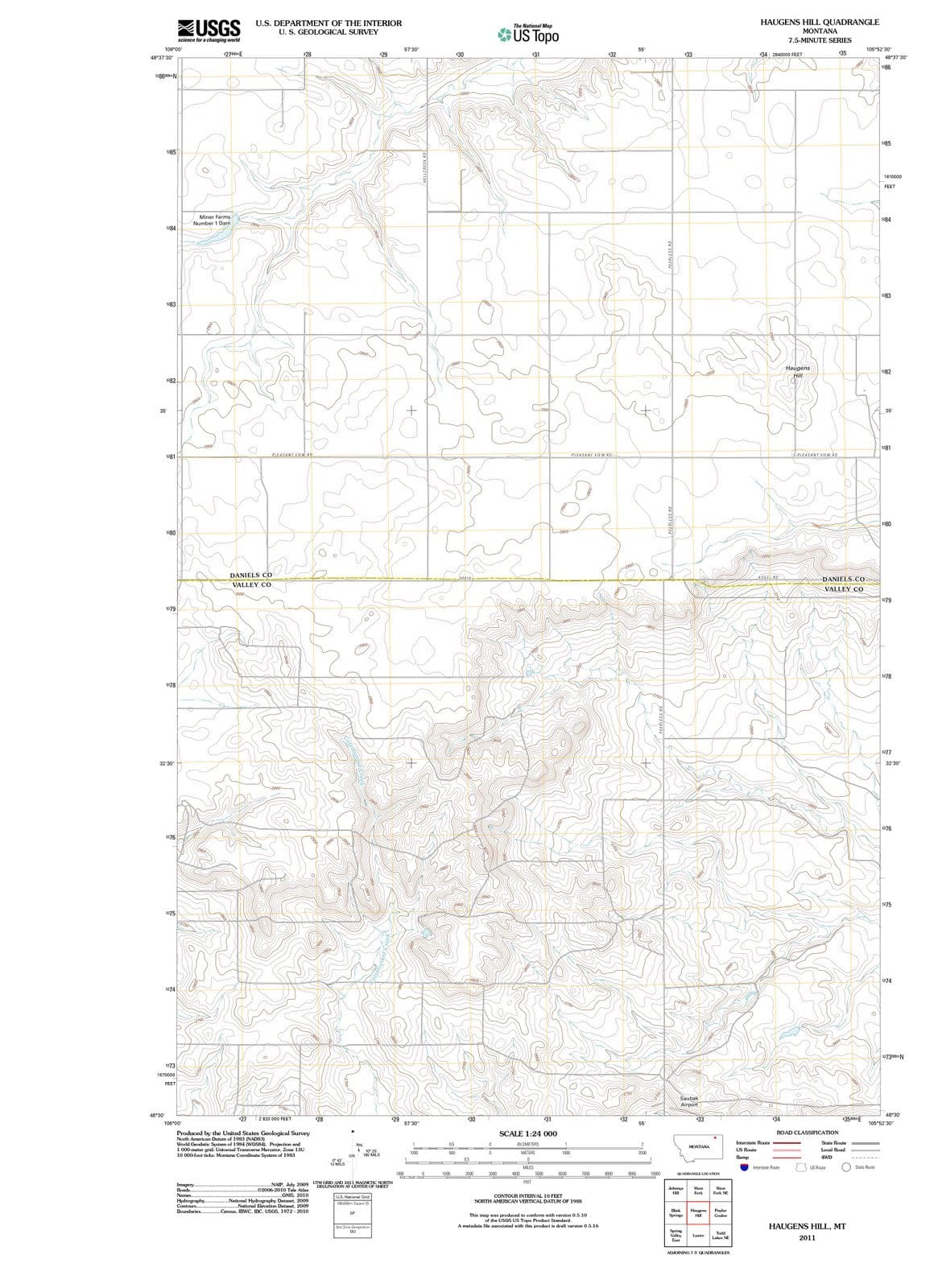 2011 Haugens Hill, MT - Montana - USGS Topographic Map