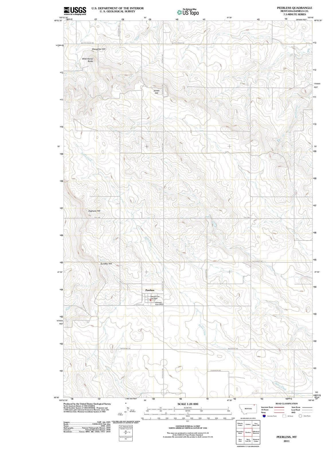 2011 Peerless, MT - Montana - USGS Topographic Map