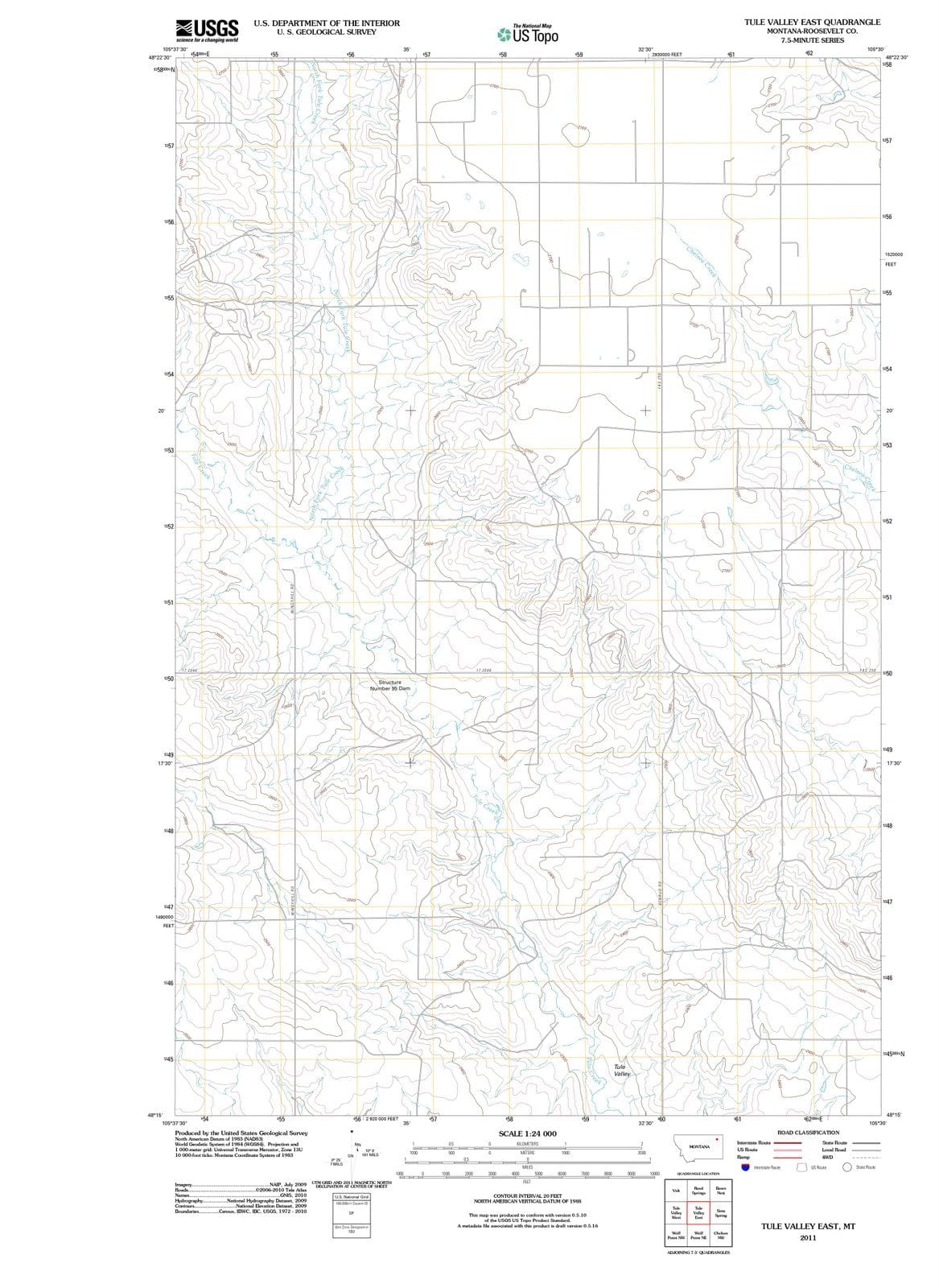 2011 Tule Valley East, MT - Montana - USGS Topographic Map