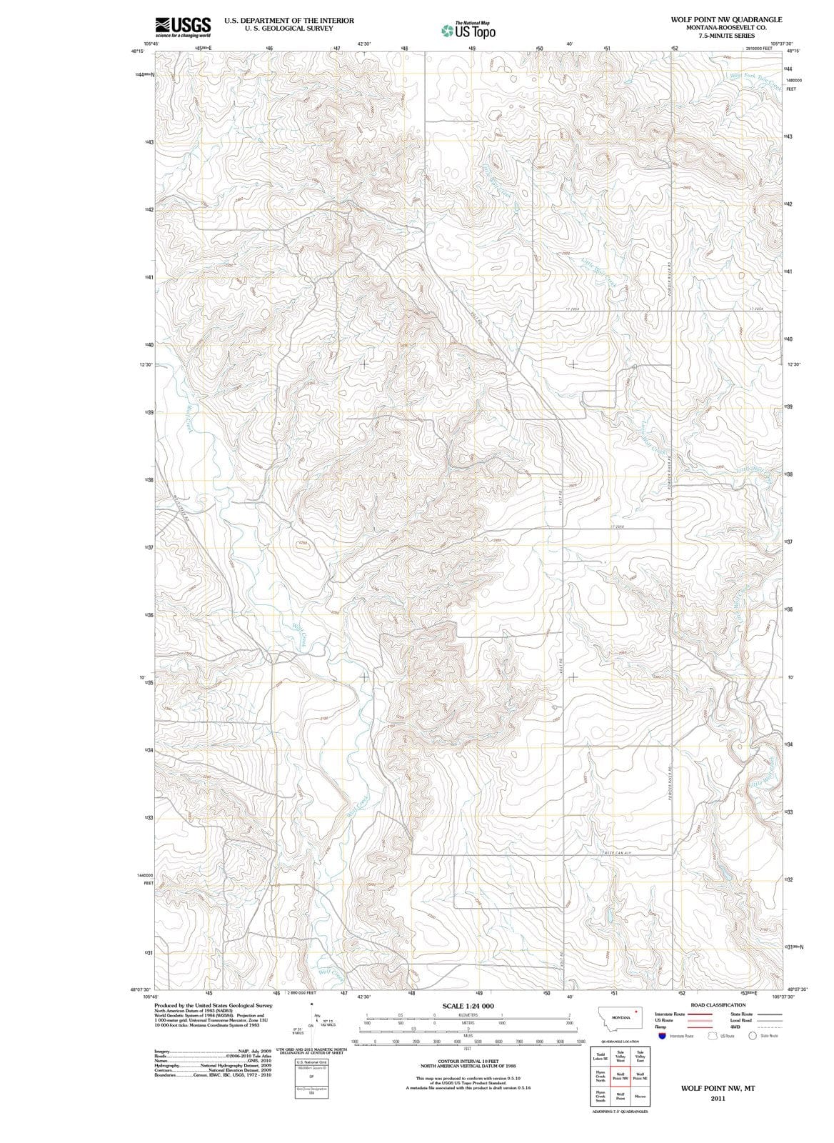 2011 Wolf Point, MT - Montana - USGS Topographic Map