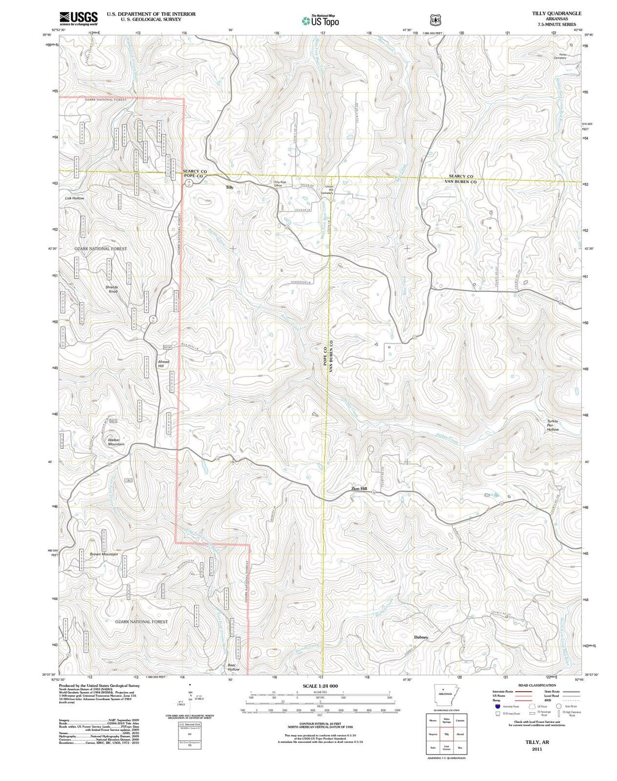 2011 Tilly, AR - Arkansas - USGS Topographic Map