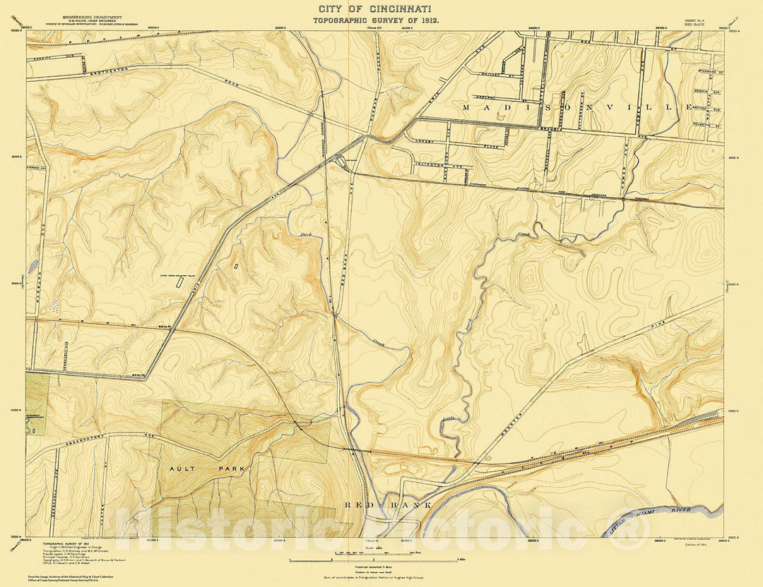 Historic Nautical Map - City Of Cincinnati, Sheet 9, 1912 NOAA Topographic - Vintage Wall Art
