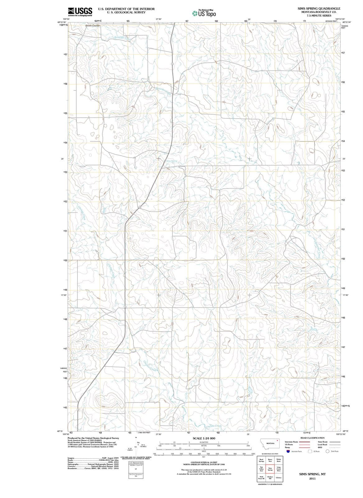 2011 Sims Spring, MT - Montana - USGS Topographic Map