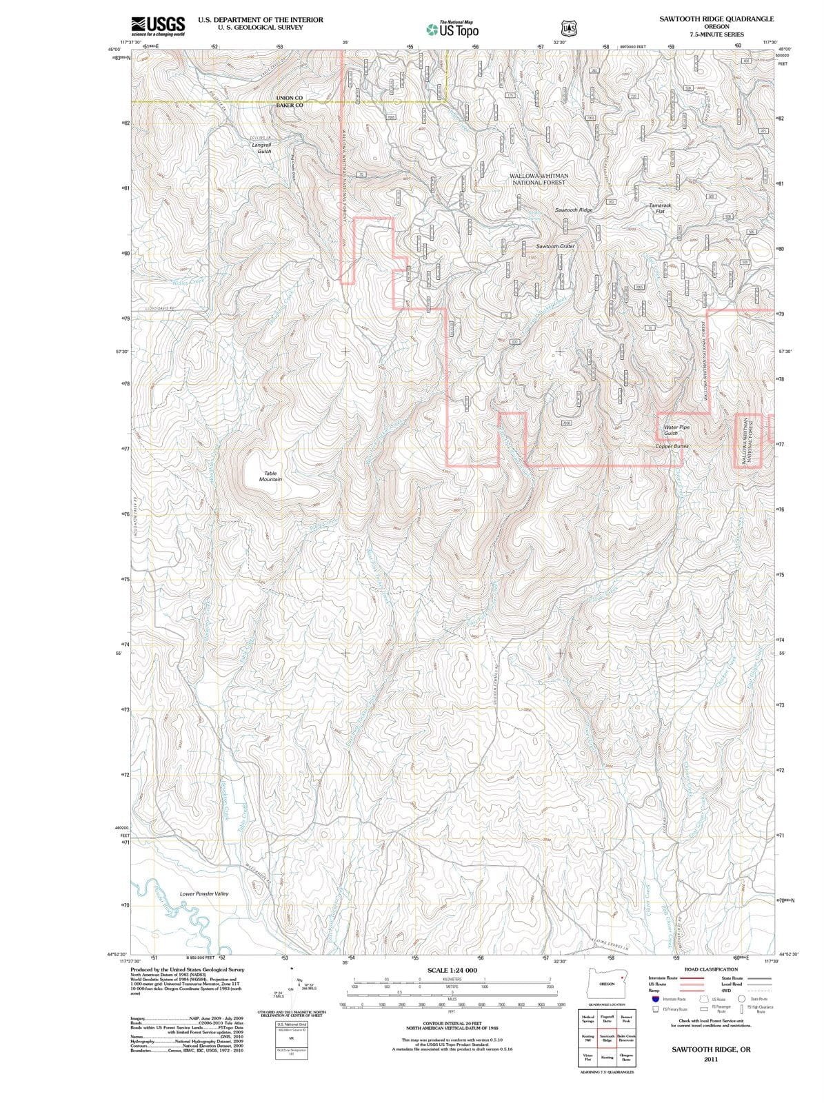 2011 Sawtooth Ridge, OR - Oregon - USGS Topographic Map