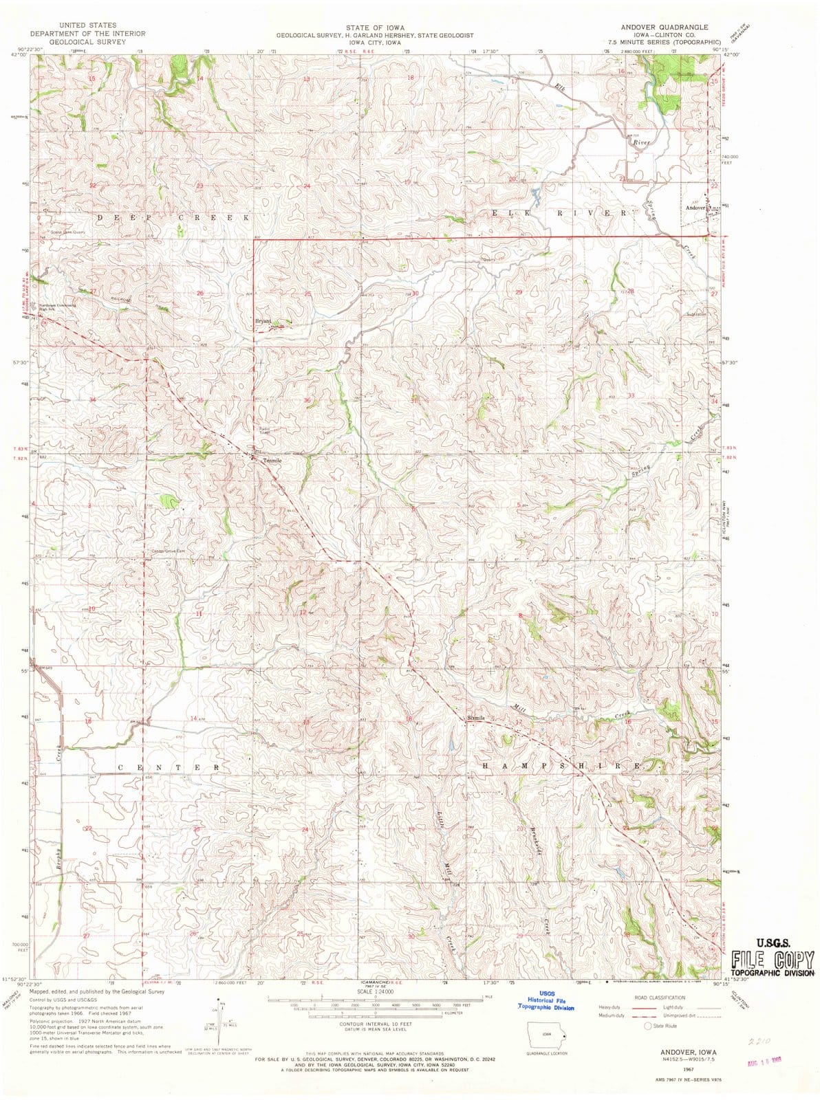 1967 Andover, IA - Iowa - USGS Topographic Map