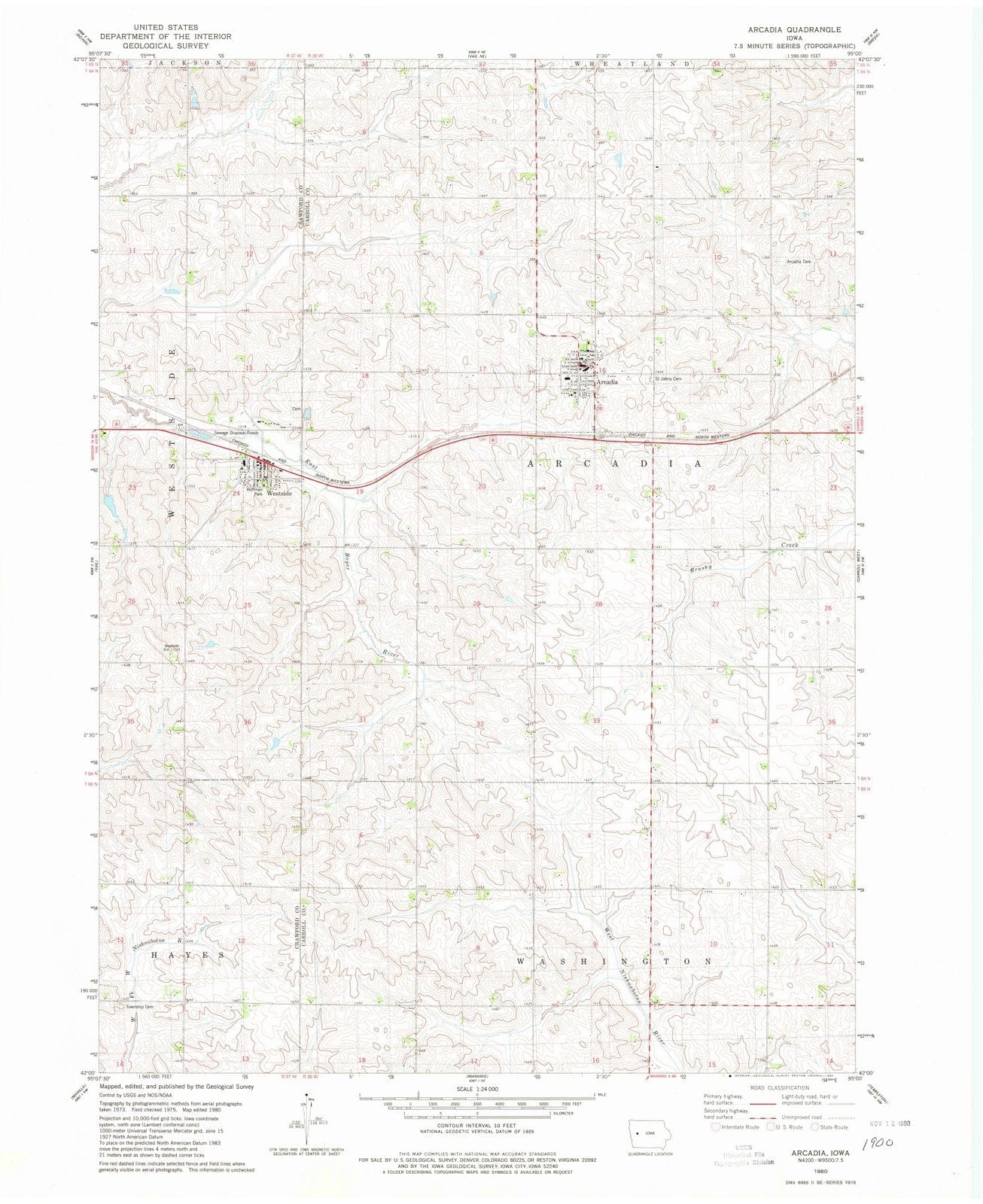 1980 Arcadia, IA - Iowa - USGS Topographic Map