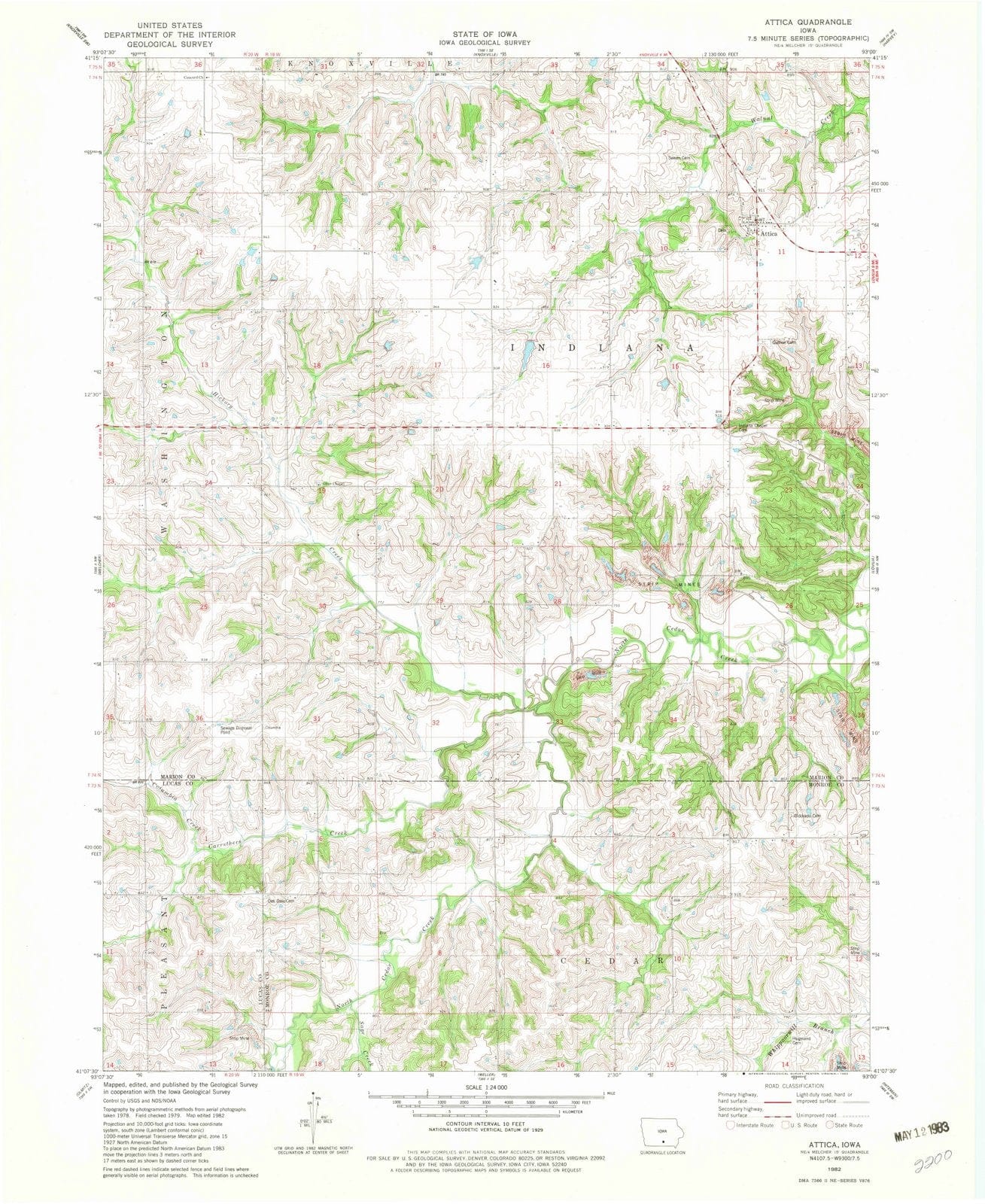 1982 Attica, IA - Iowa - USGS Topographic Map