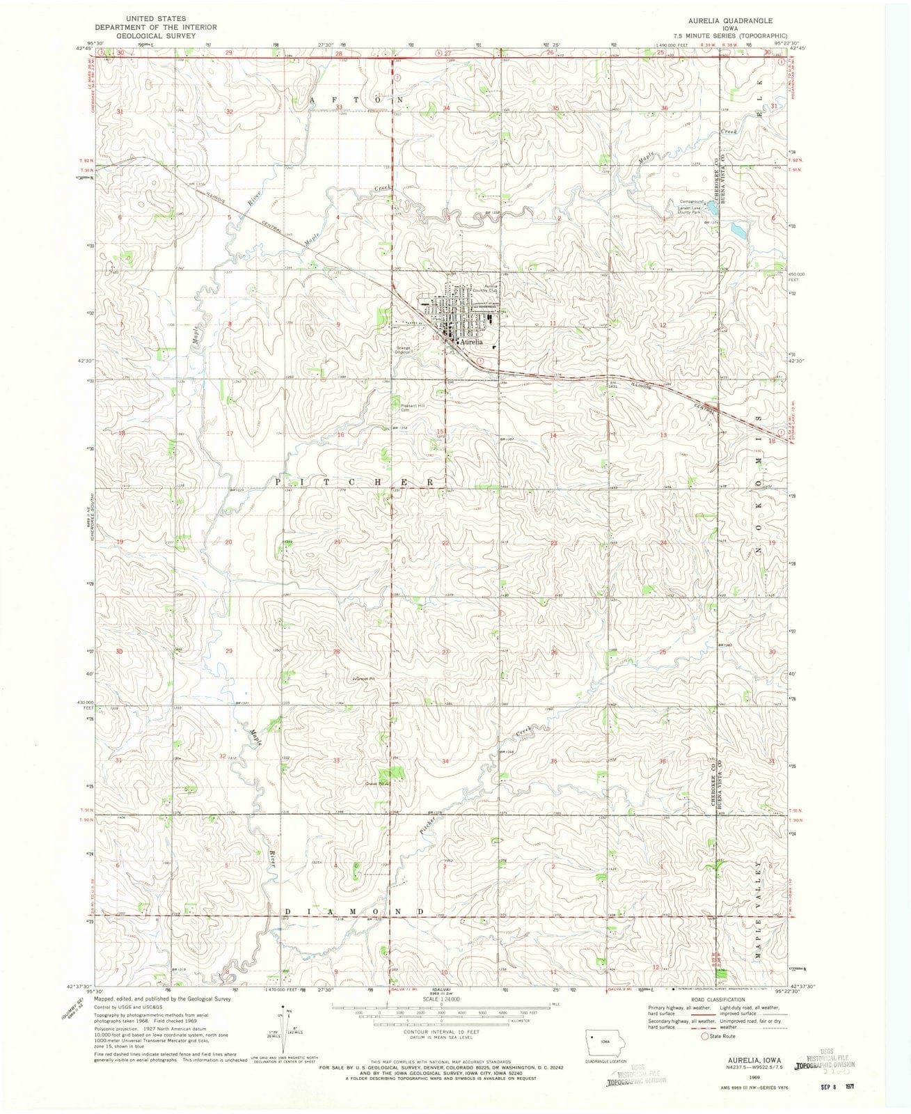 1969 Aurelia, IA - Iowa - USGS Topographic Map