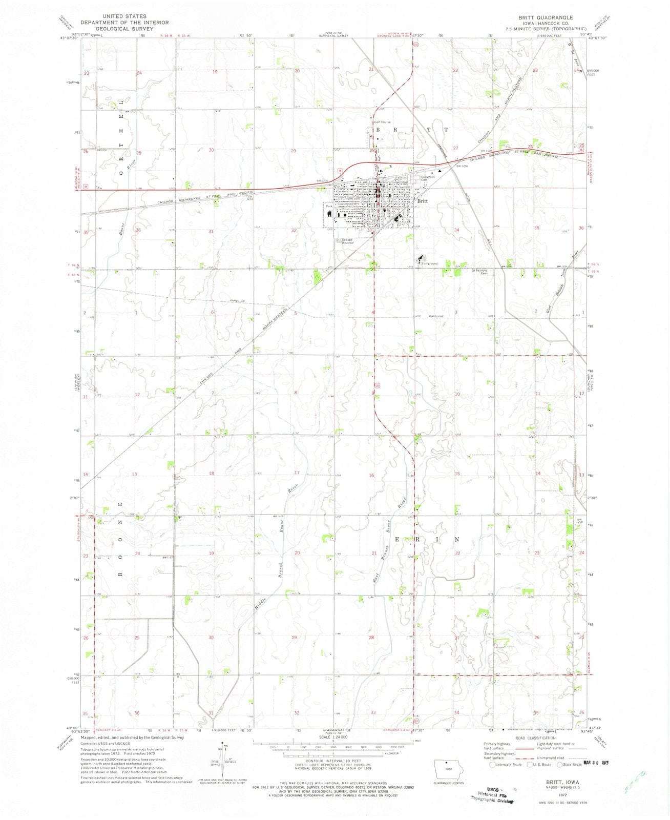 1972 Britt, IA - Iowa - USGS Topographic Map