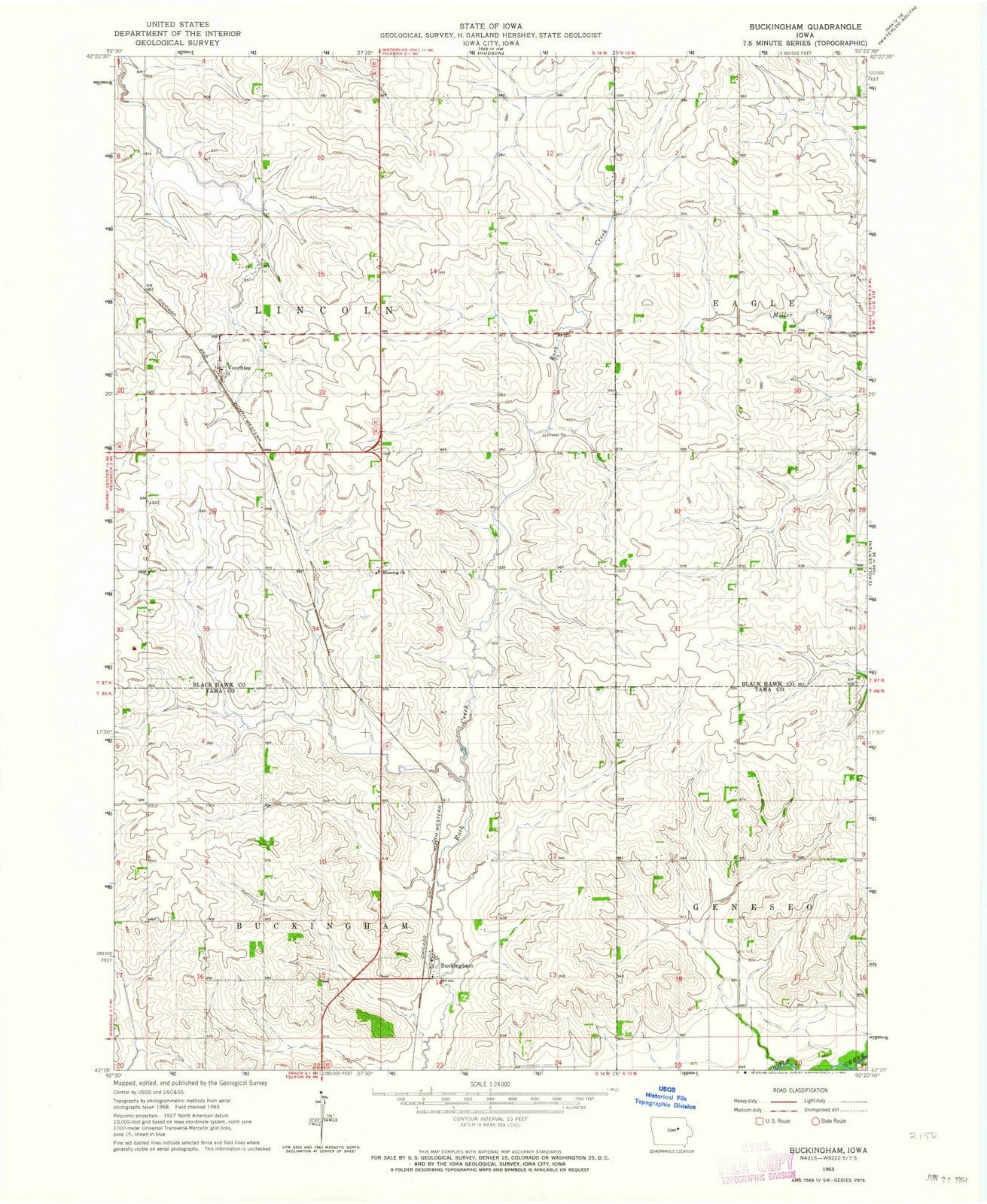 1963 Buckingham, IA - Iowa - USGS Topographic Map