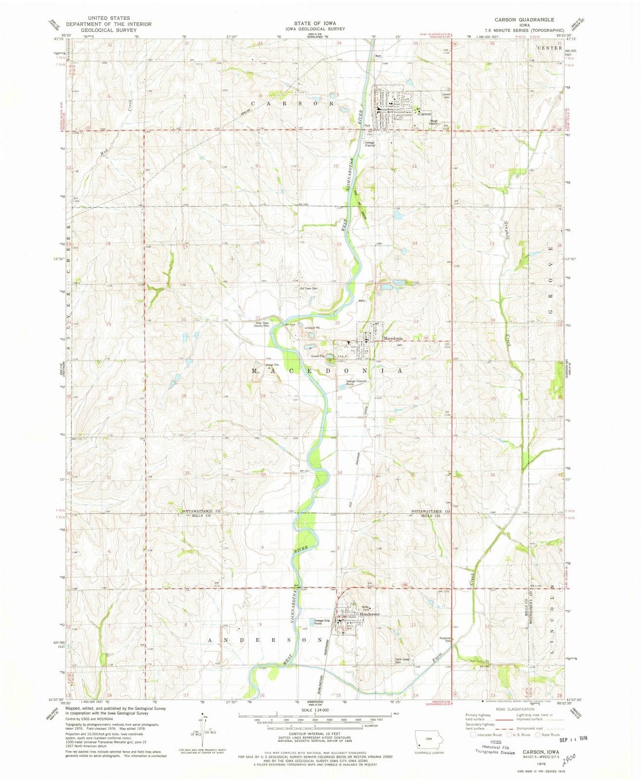 1978 Carson, IA - Iowa - USGS Topographic Map