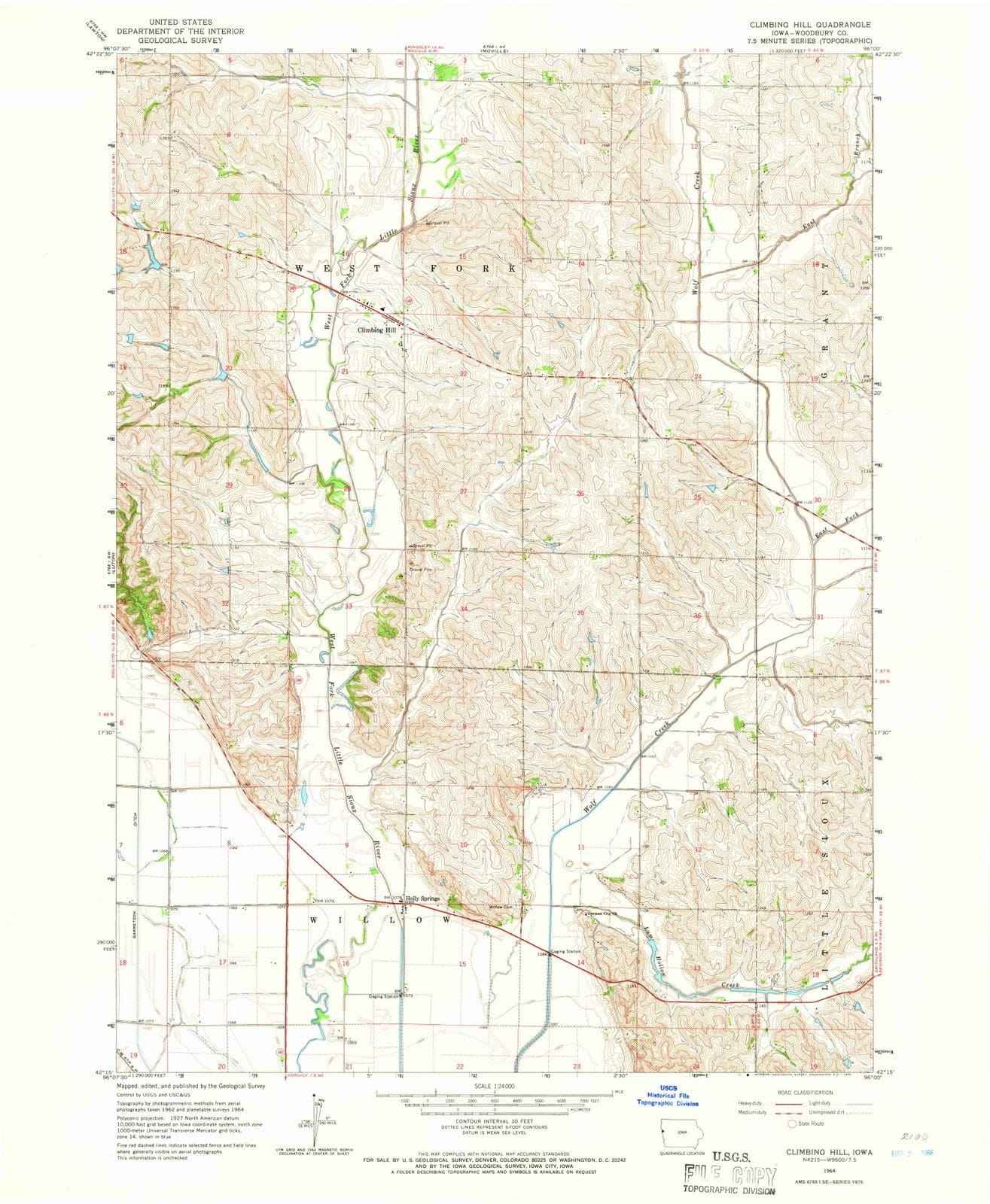 1964 Climbing Hill, IA - Iowa - USGS Topographic Map