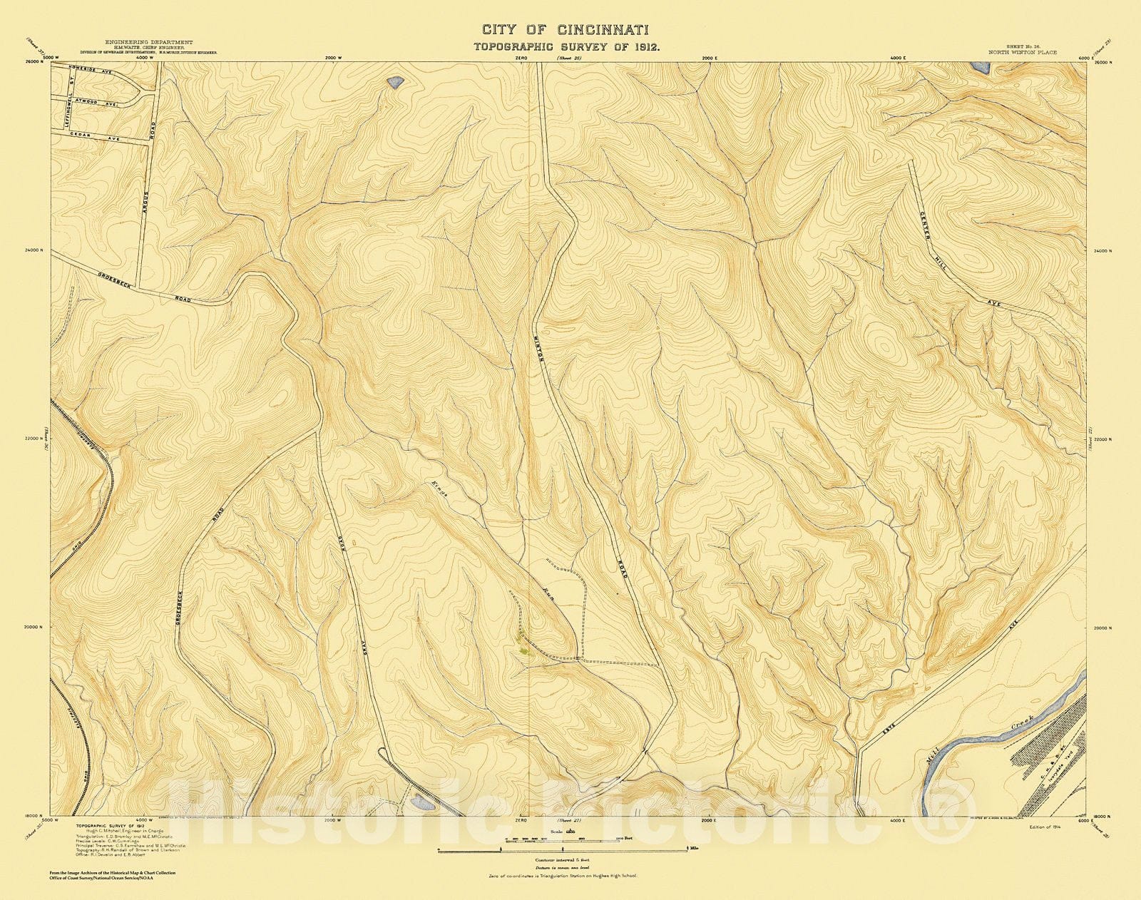 Historic Nautical Map - City Of Cincinnati, Sheet 26, 1912 NOAA Topographic - Vintage Wall Art