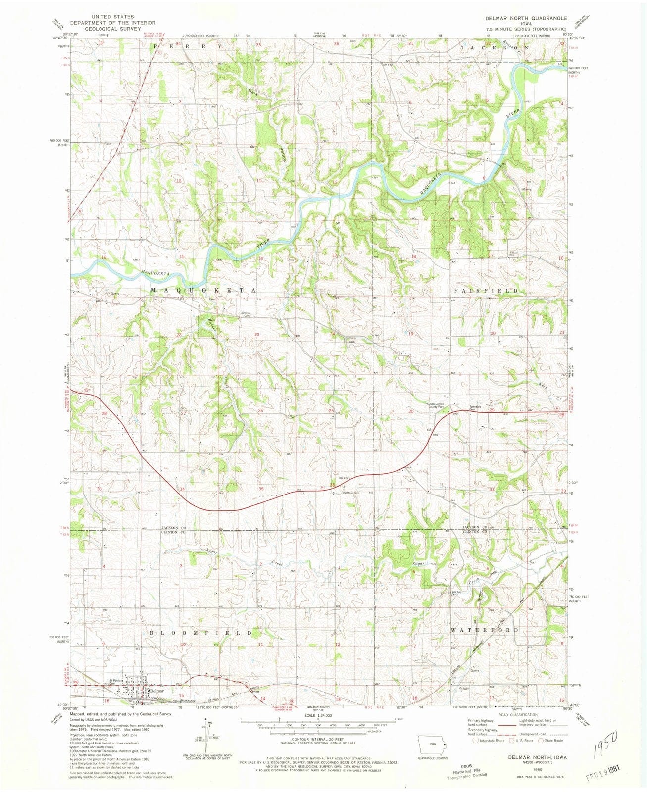 1980 Delmar North, IA - Iowa - USGS Topographic Map
