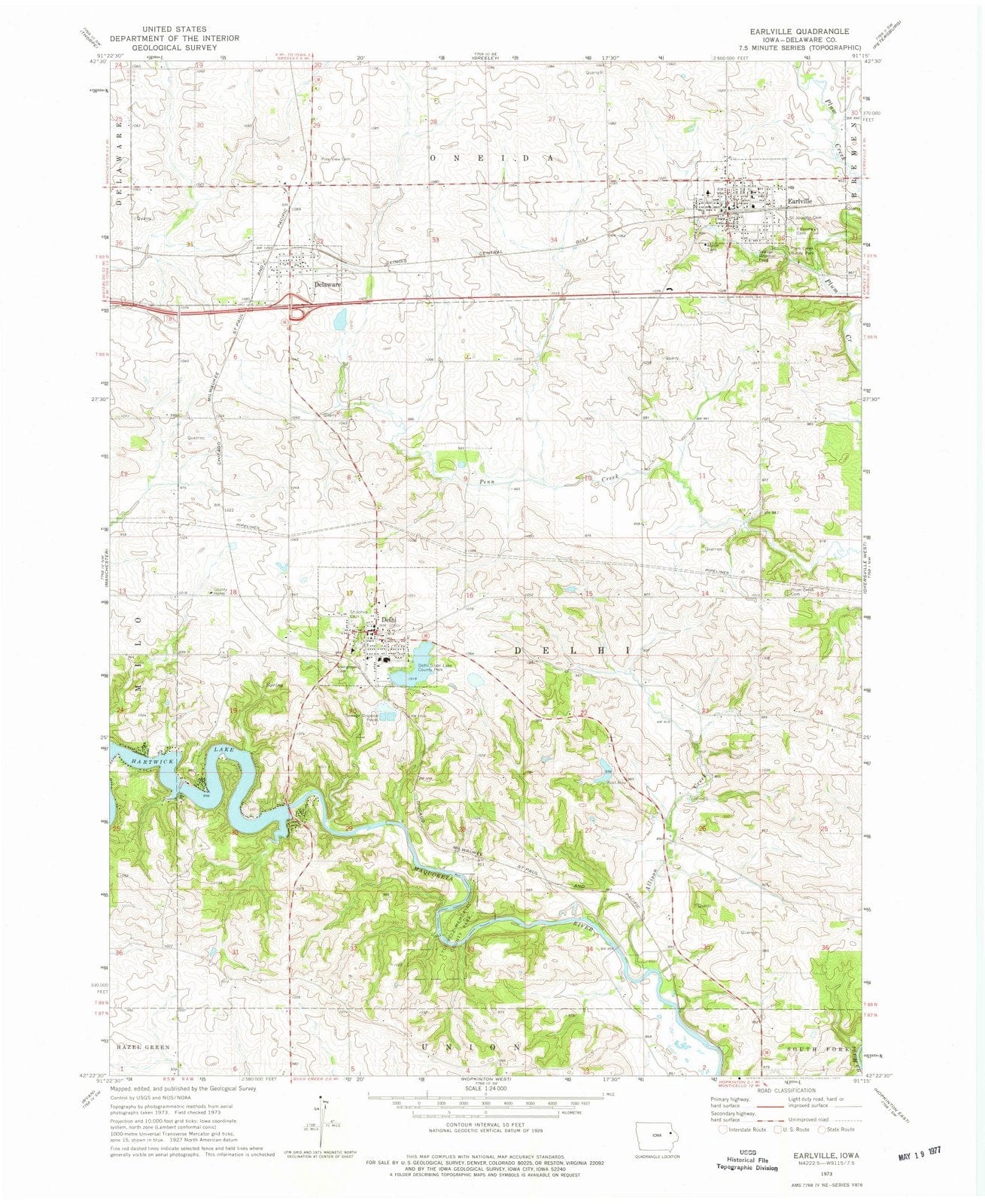 1973 Earlville, IA - Iowa - USGS Topographic Map
