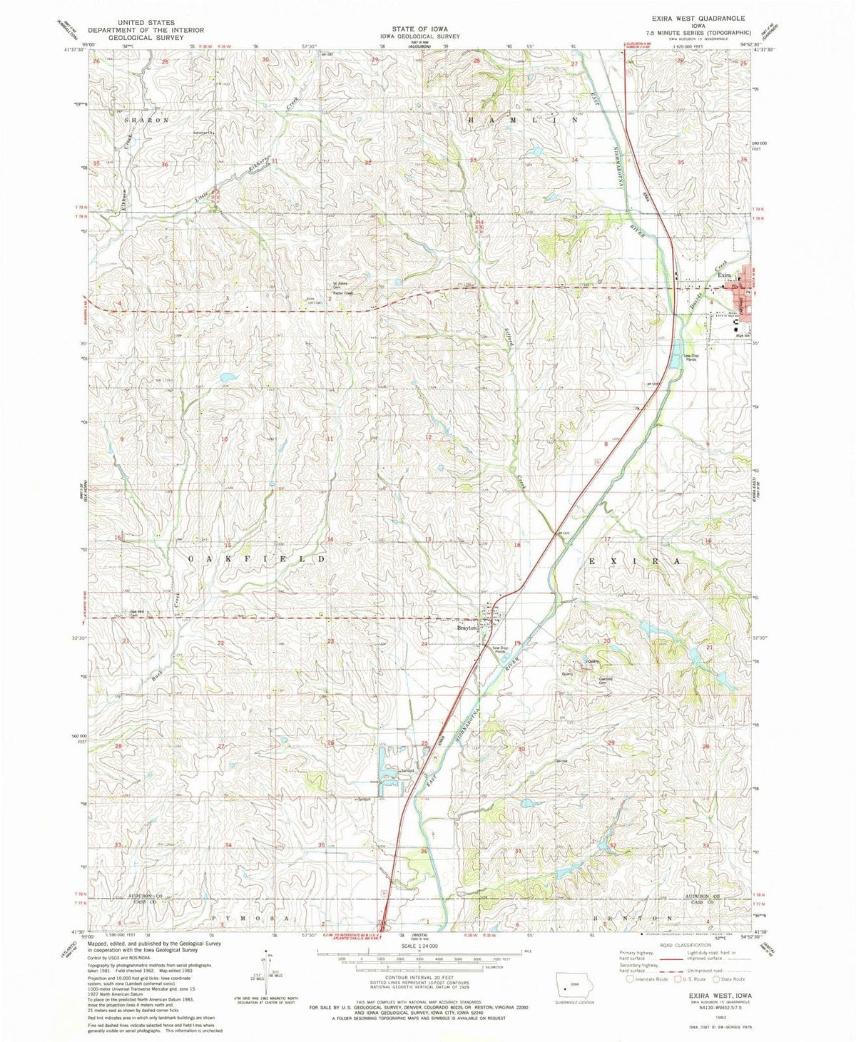 1983 Exira West, IA - Iowa - USGS Topographic Map