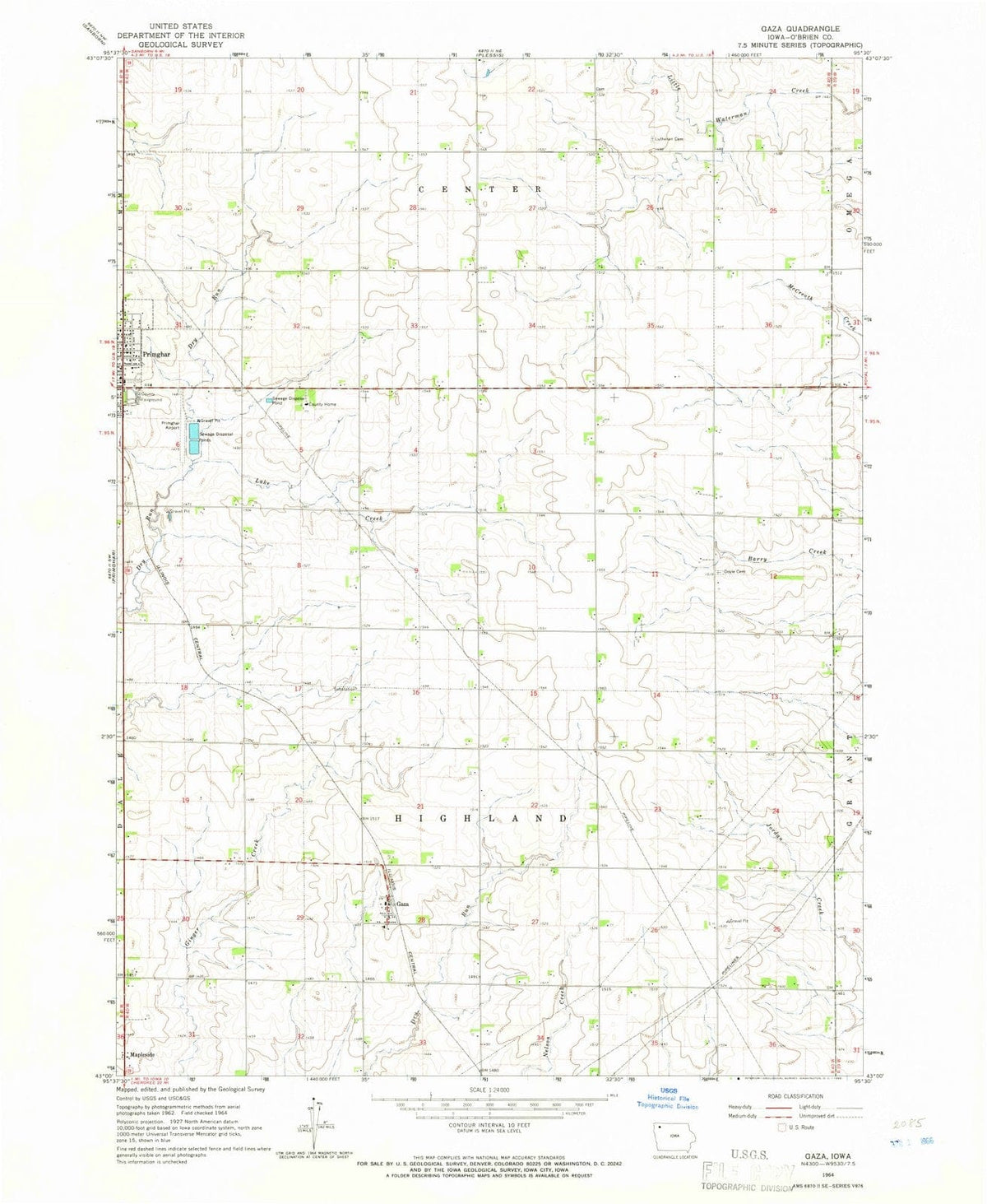 1964 Gaza, IA - Iowa - USGS Topographic Map