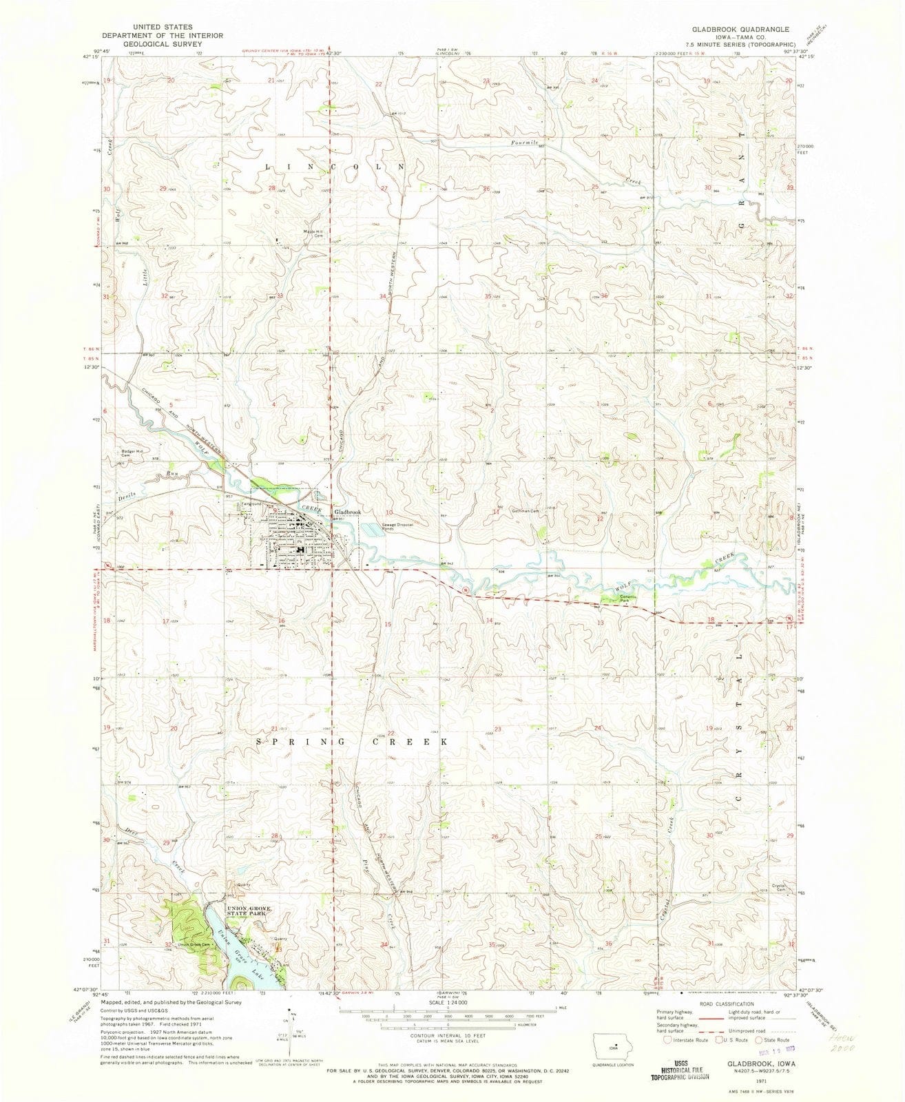1971 Gladbrook, IA - Iowa - USGS Topographic Map