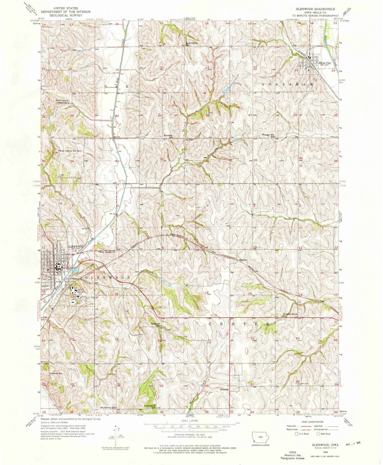 1956 Glenwood, IA - Iowa - USGS Topographic Map