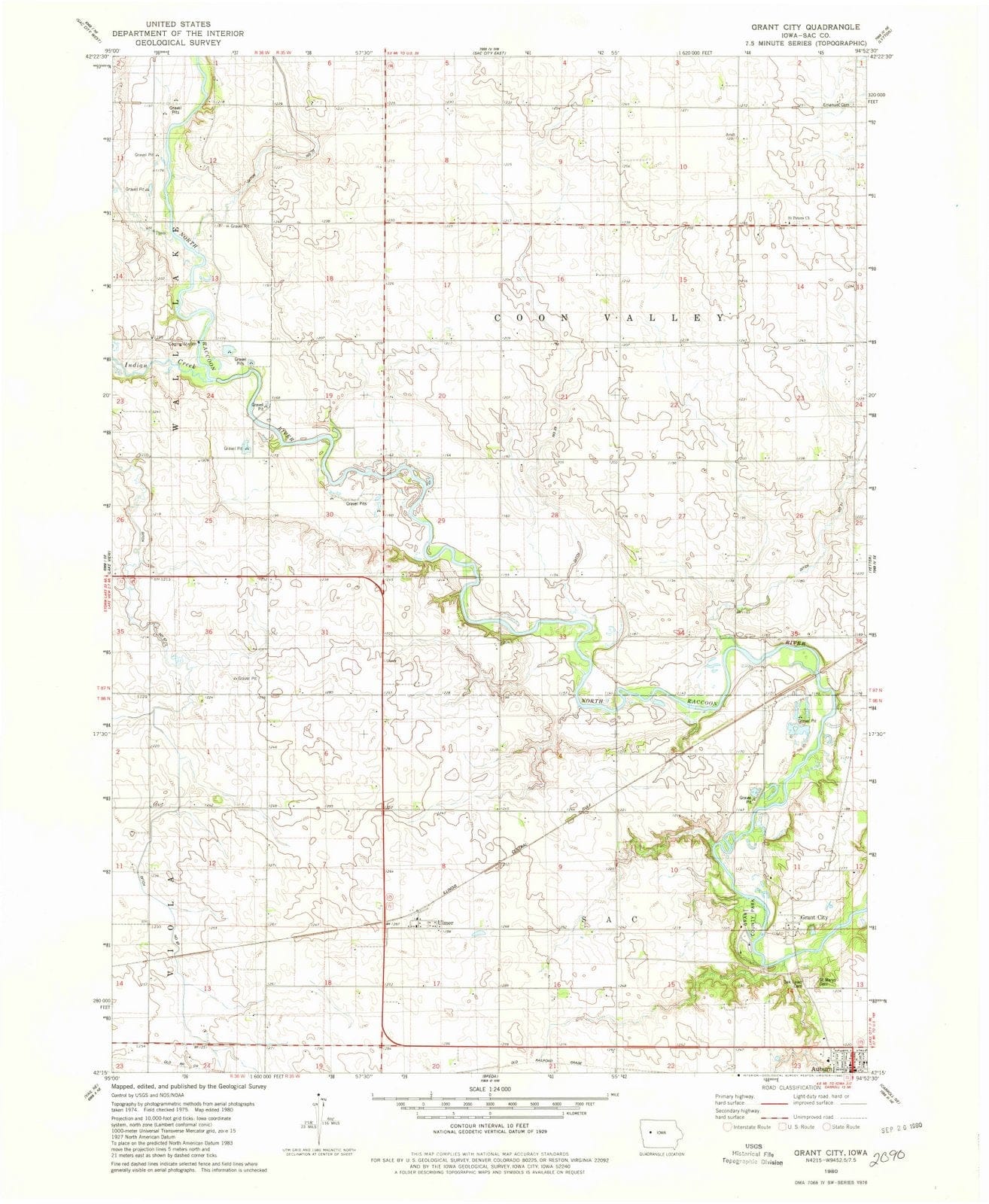 1980 Grant City, IA - Iowa - USGS Topographic Map