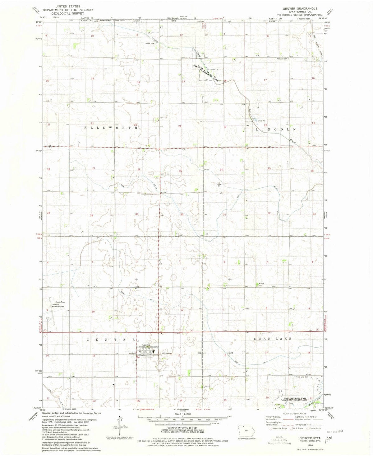 1980 Gruver, IA - Iowa - USGS Topographic Map