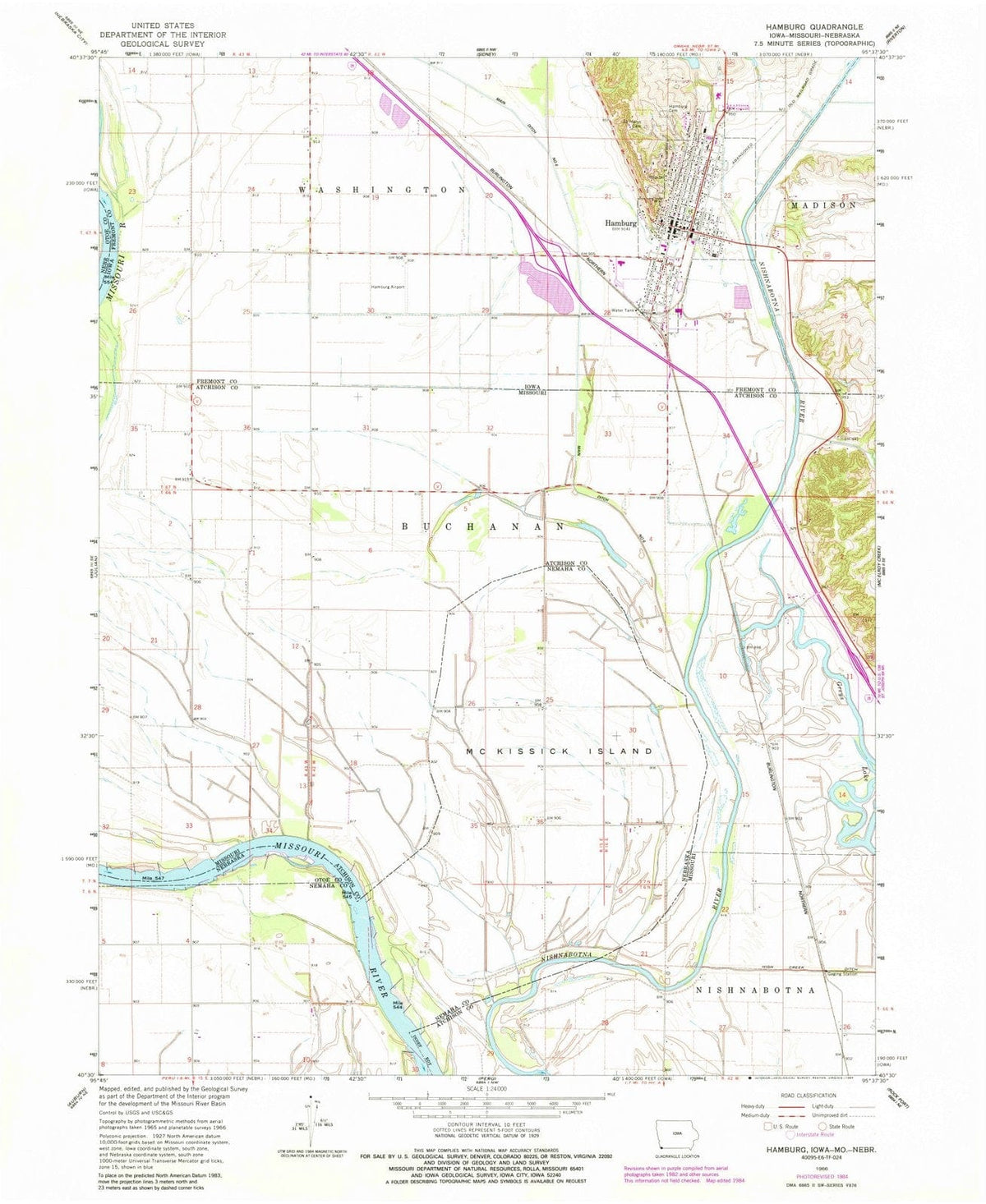 1966 Hamburg, IA - Iowa - USGS Topographic Map