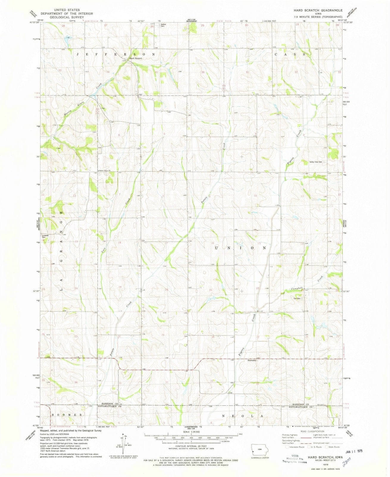 1978 Hard Scratch, IA - Iowa - USGS Topographic Map