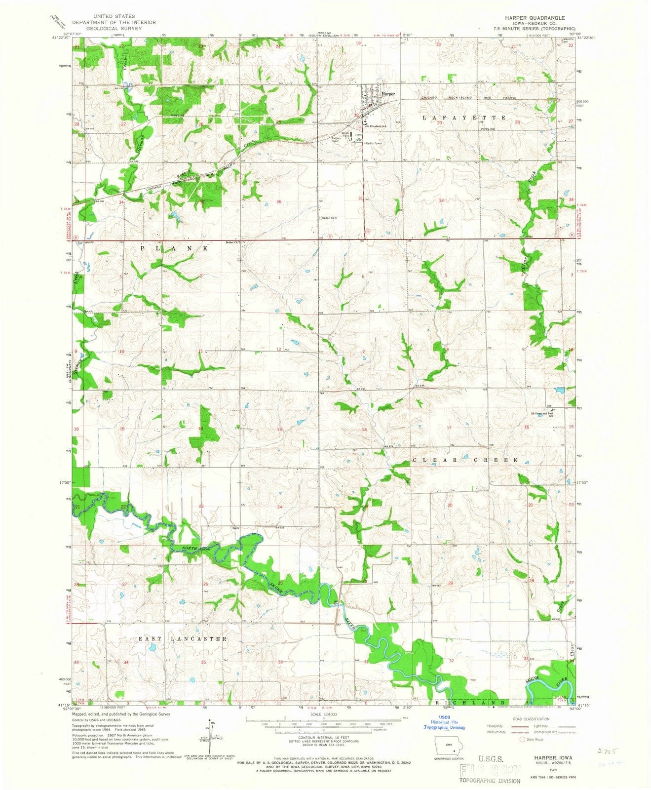 1965 Harper, IA - Iowa - USGS Topographic Map