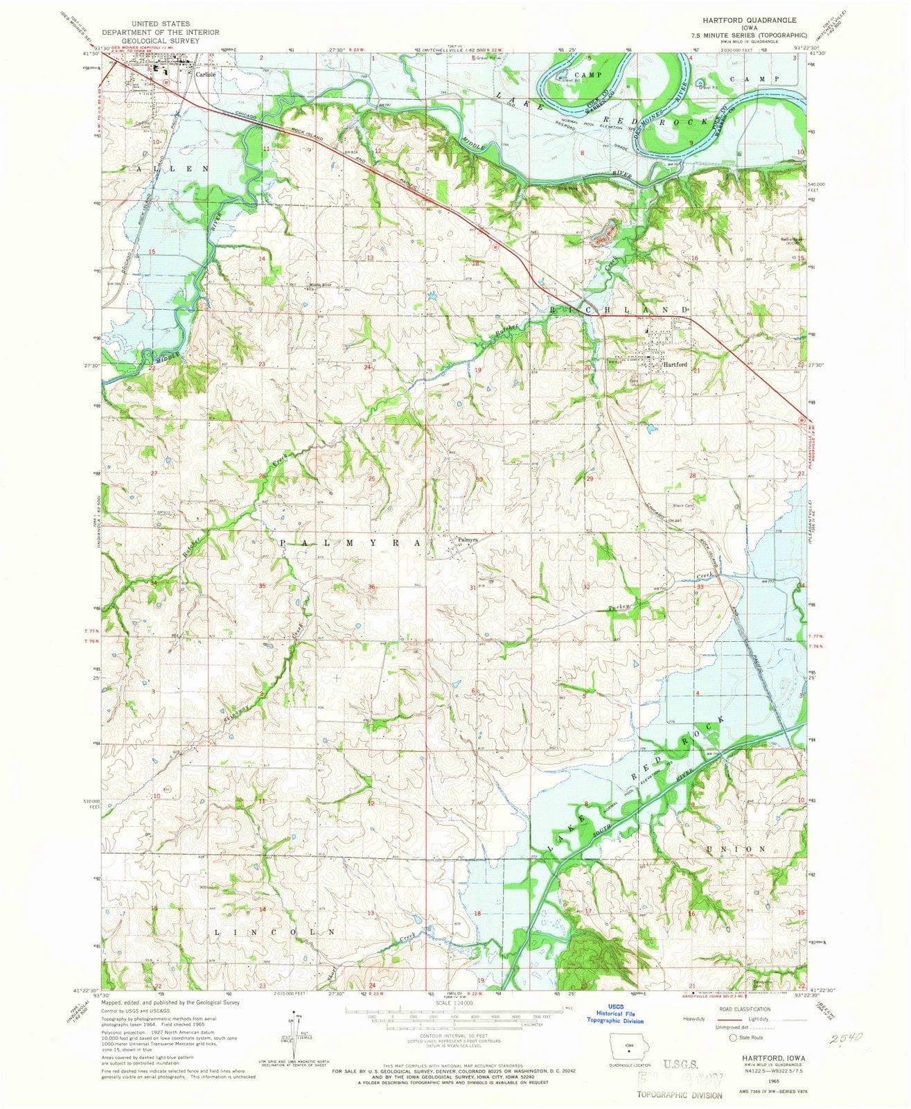 1965 Hartford, IA - Iowa - USGS Topographic Map