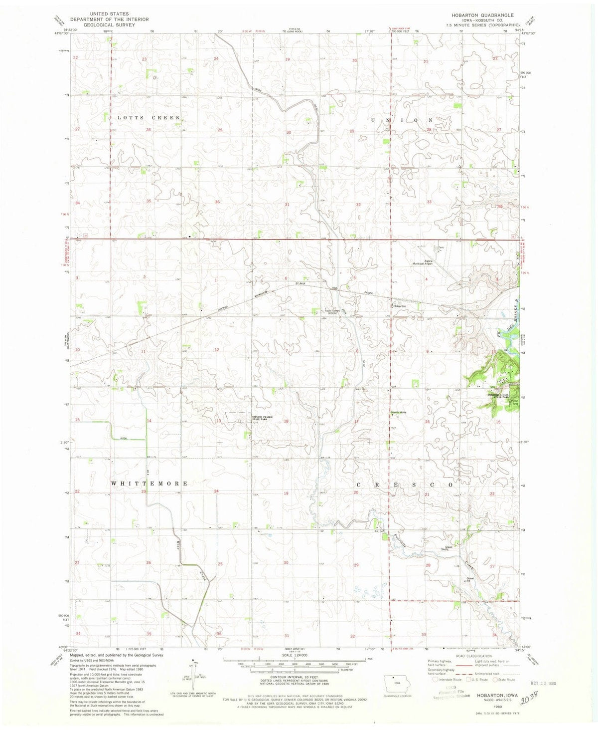 1980 Hobarton, IA - Iowa - USGS Topographic Map