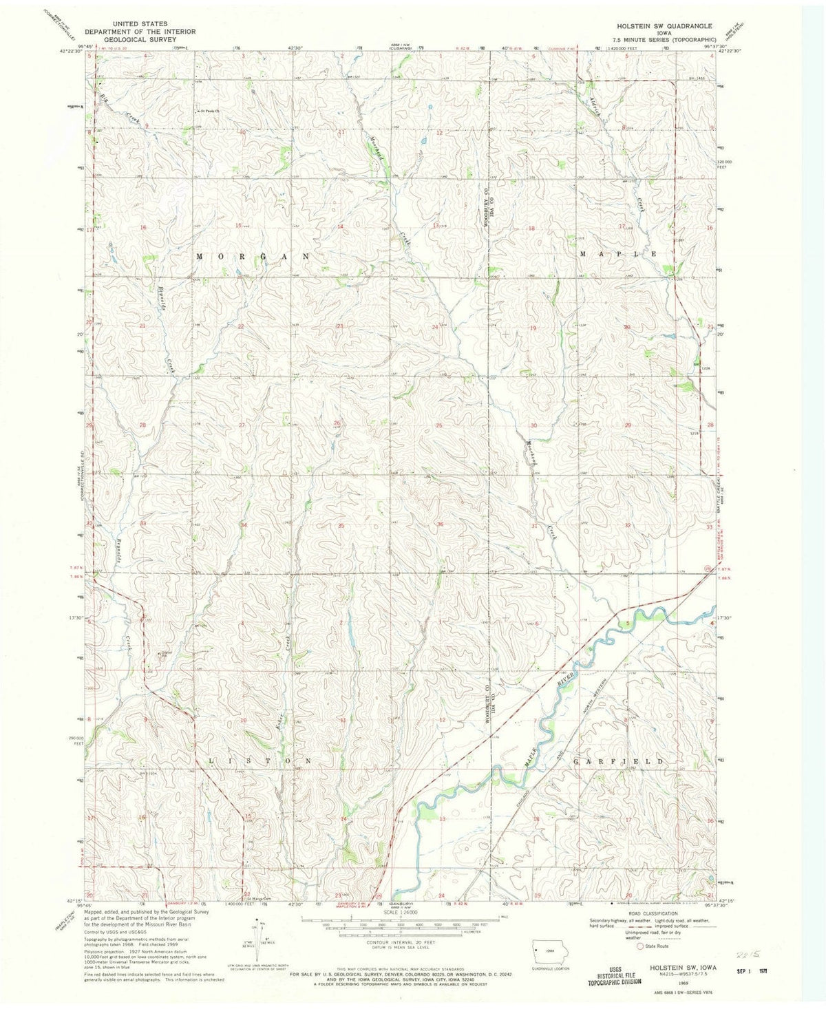 1969 Holstein, IA - Iowa - USGS Topographic Map