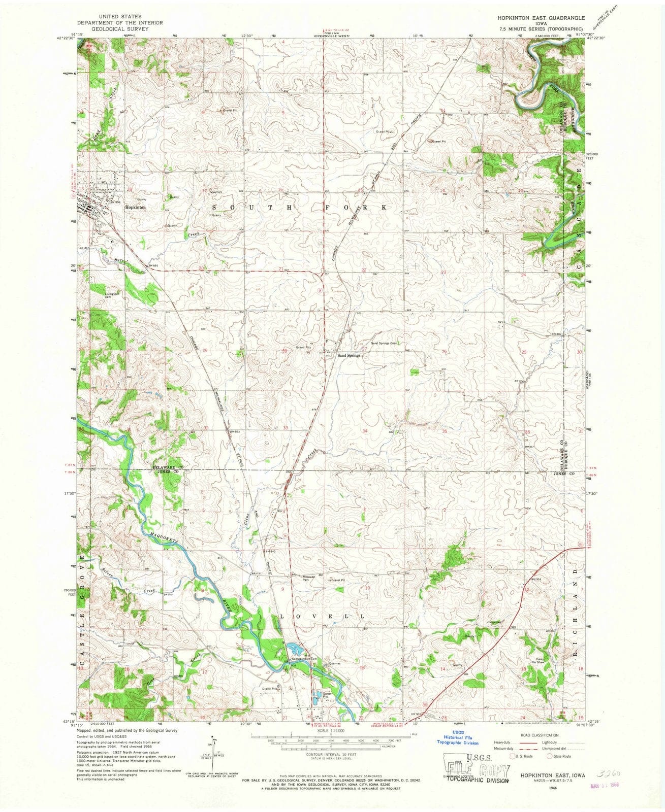 1966 Hopkinton East, IA - Iowa - USGS Topographic Map