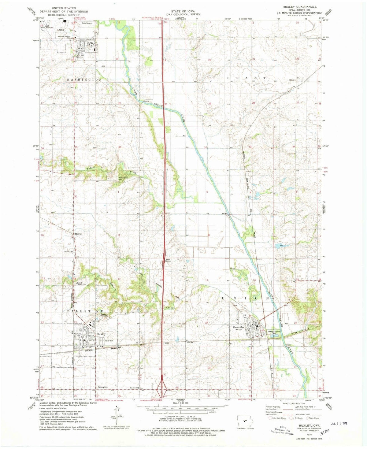 1975 Huxley, IA - Iowa - USGS Topographic Map