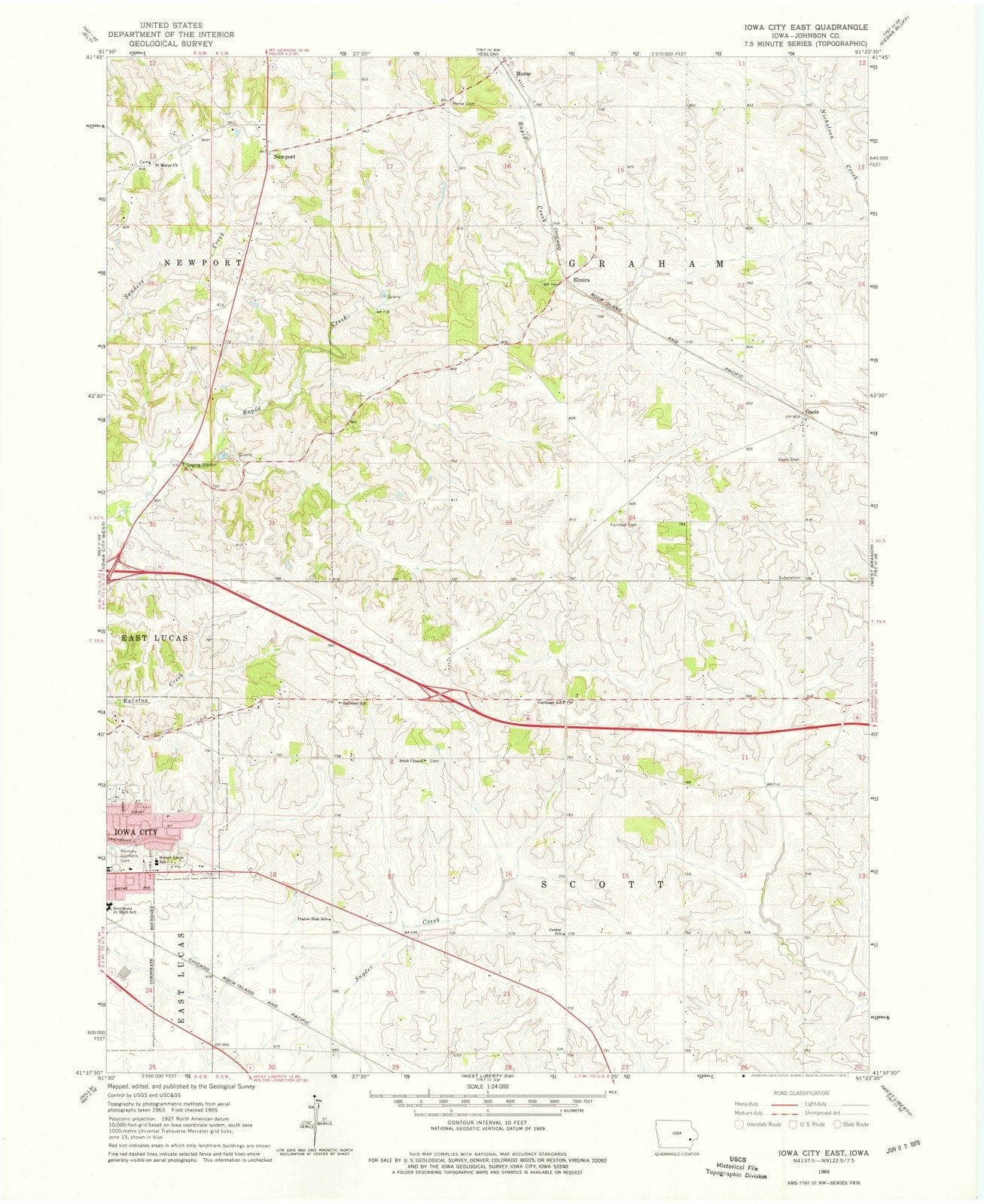 1965 Iowa City East, IA - Iowa - USGS Topographic Map