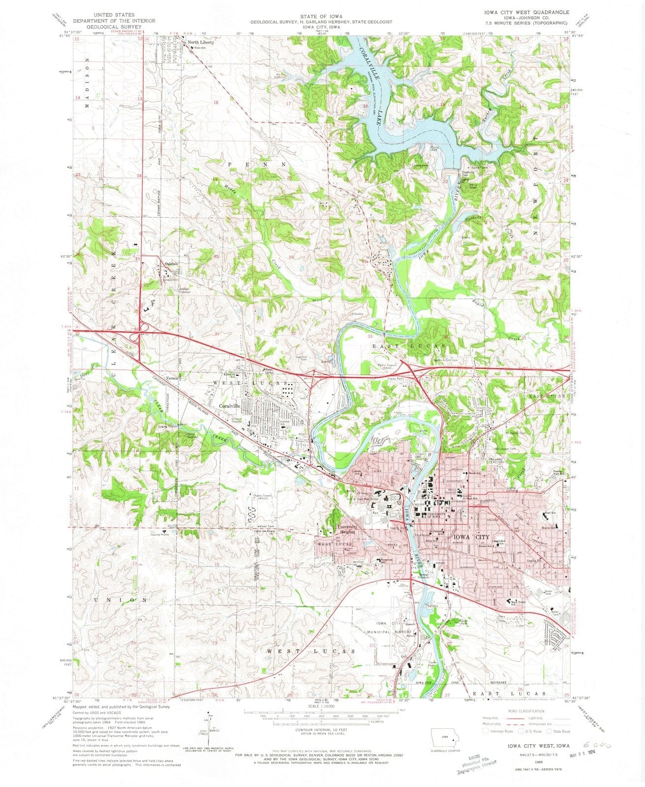 1965 Iowa City West, IA - Iowa - USGS Topographic Map