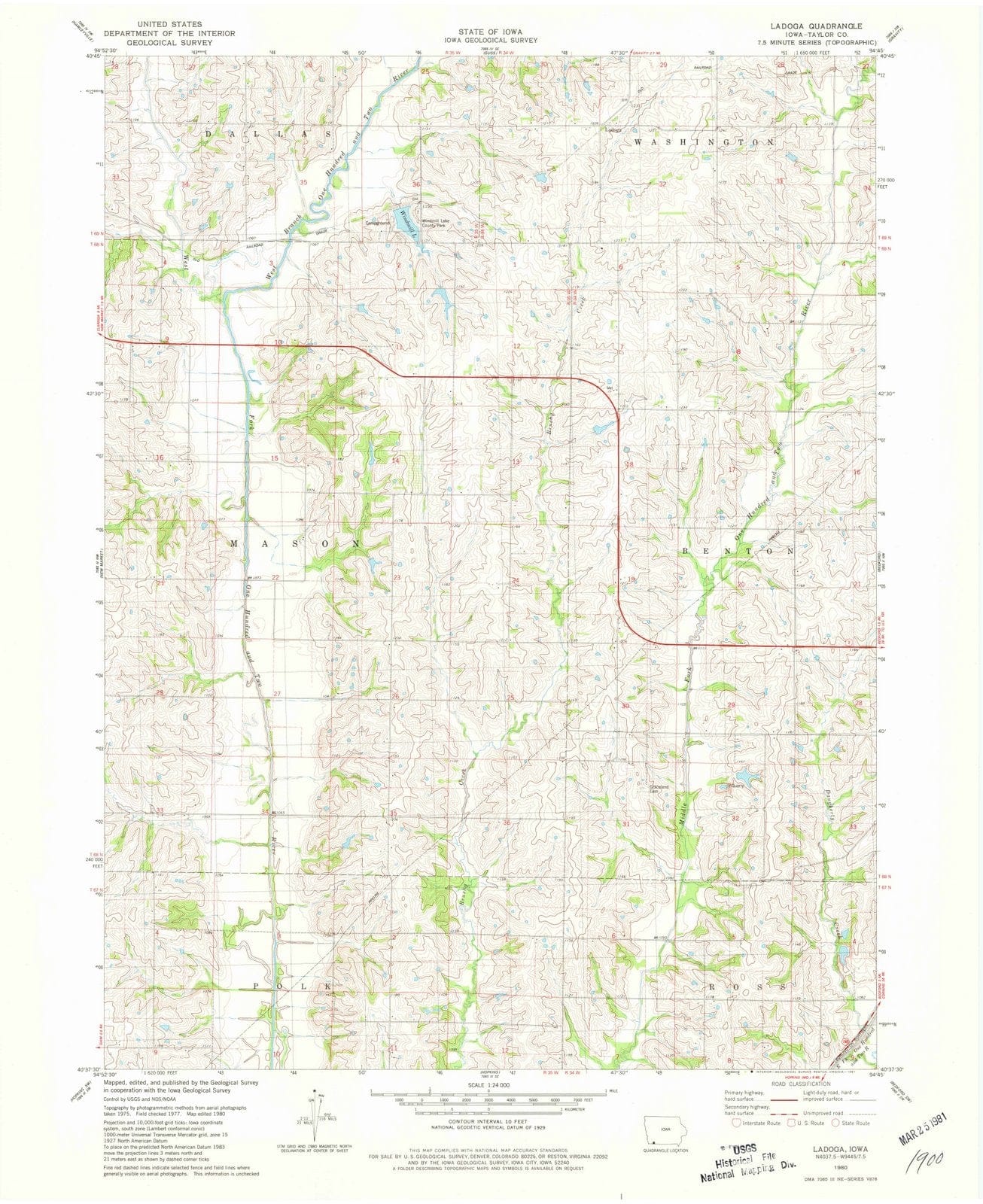 1980 Ladoga, IA - Iowa - USGS Topographic Map