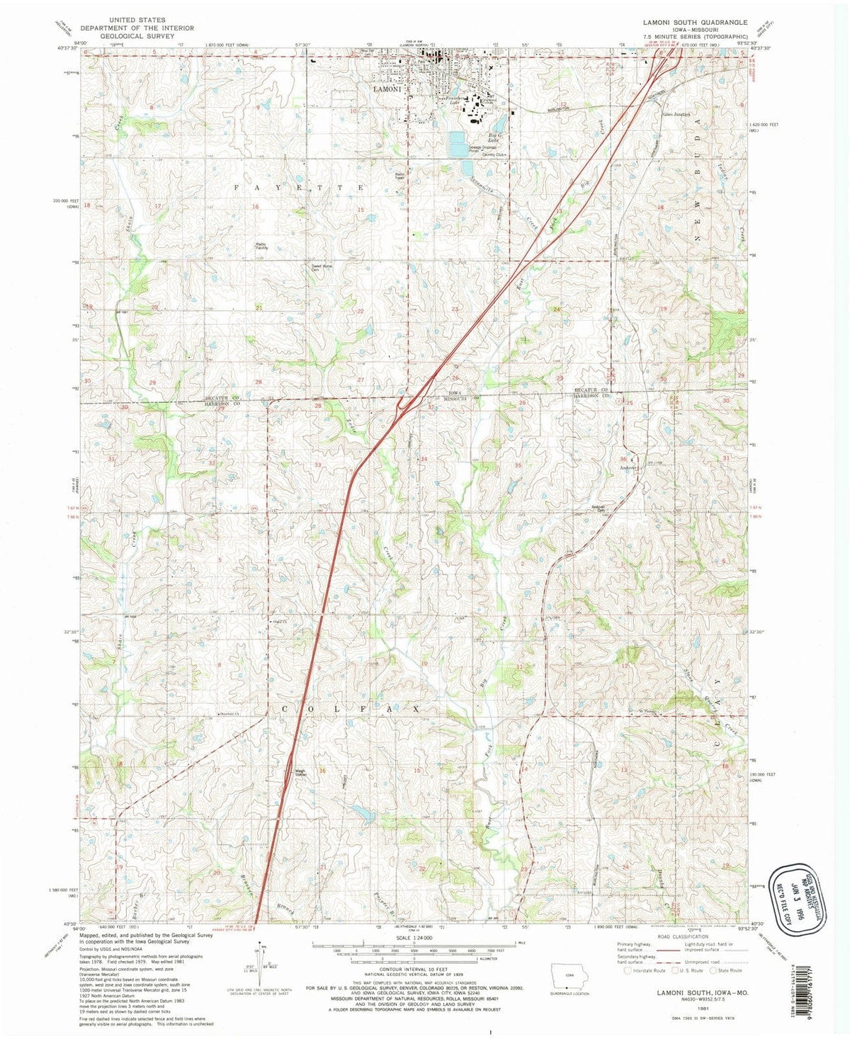 1981 Lamoni South, IA - Iowa - USGS Topographic Map