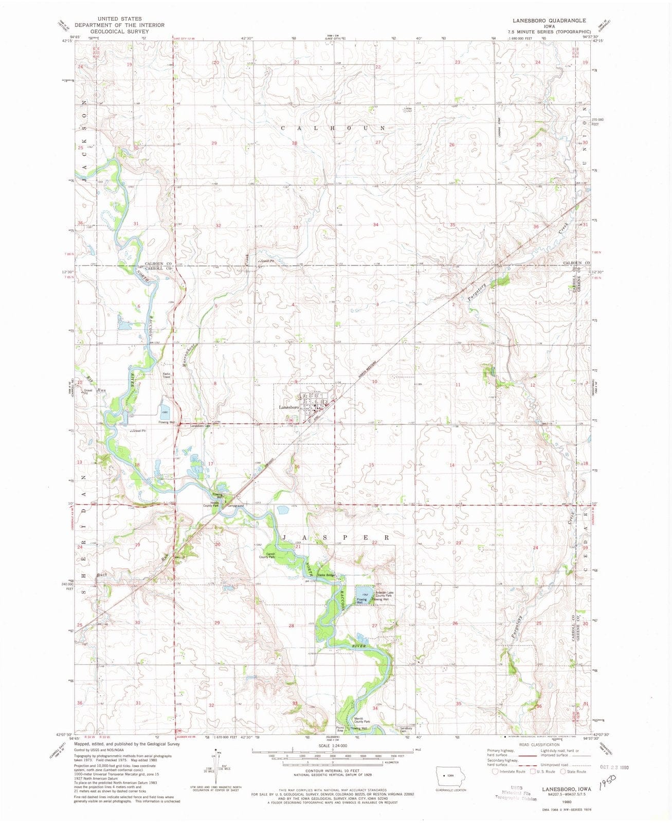 1980 Lanesboro, IA - Iowa - USGS Topographic Map