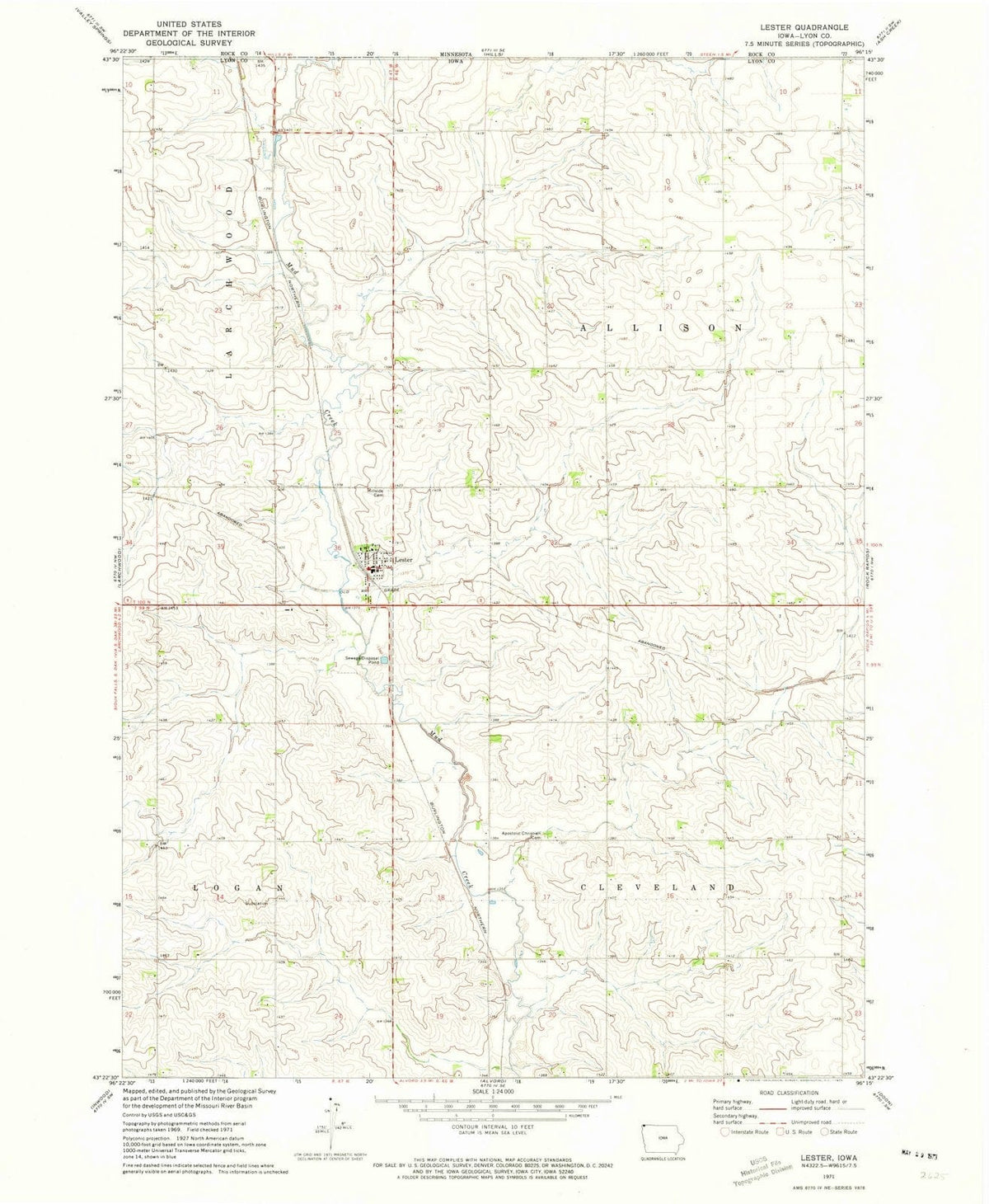 1971 Lester, IA - Iowa - USGS Topographic Map